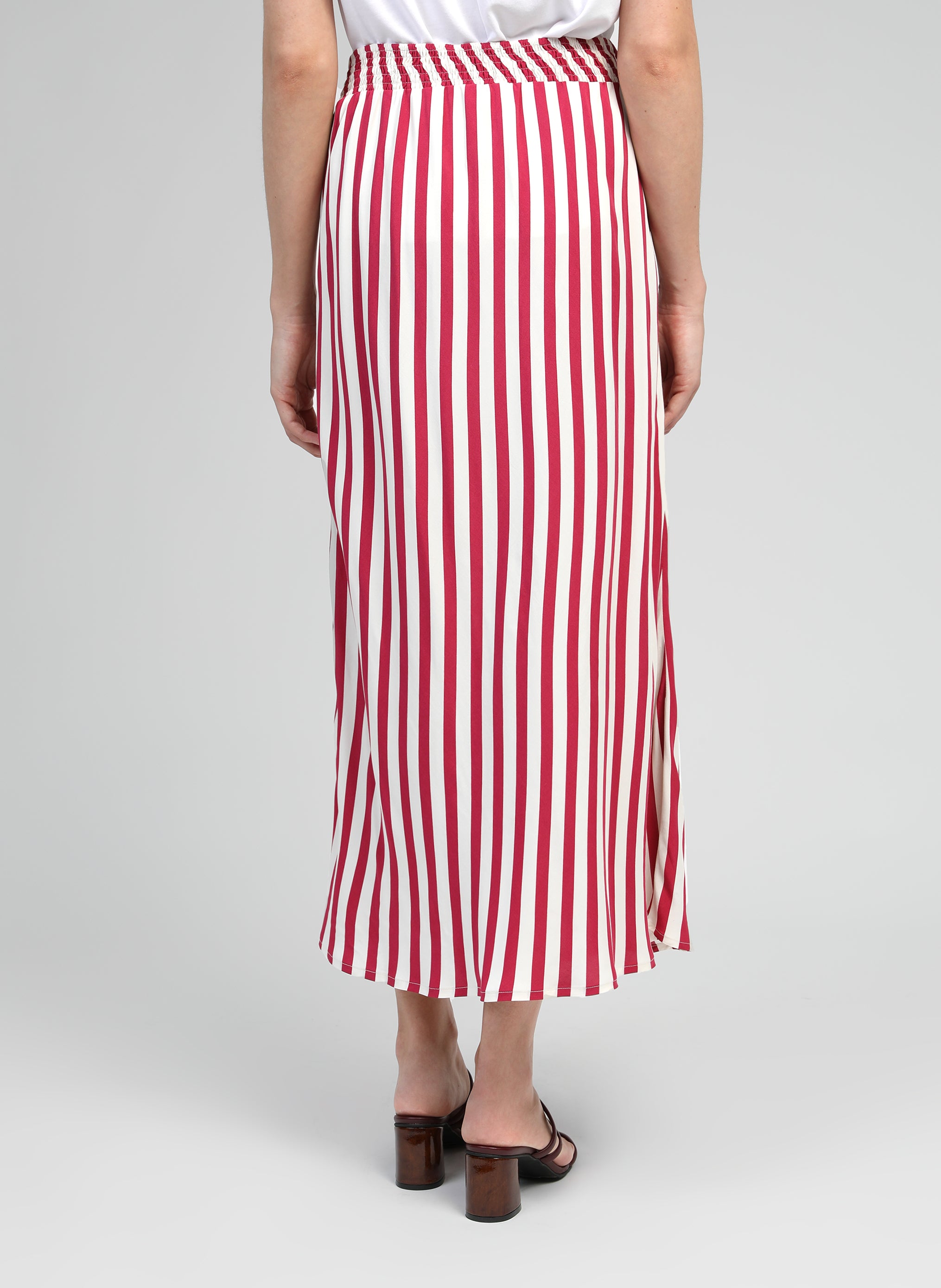 JUPE LONGUE GALVILY stipe framboise