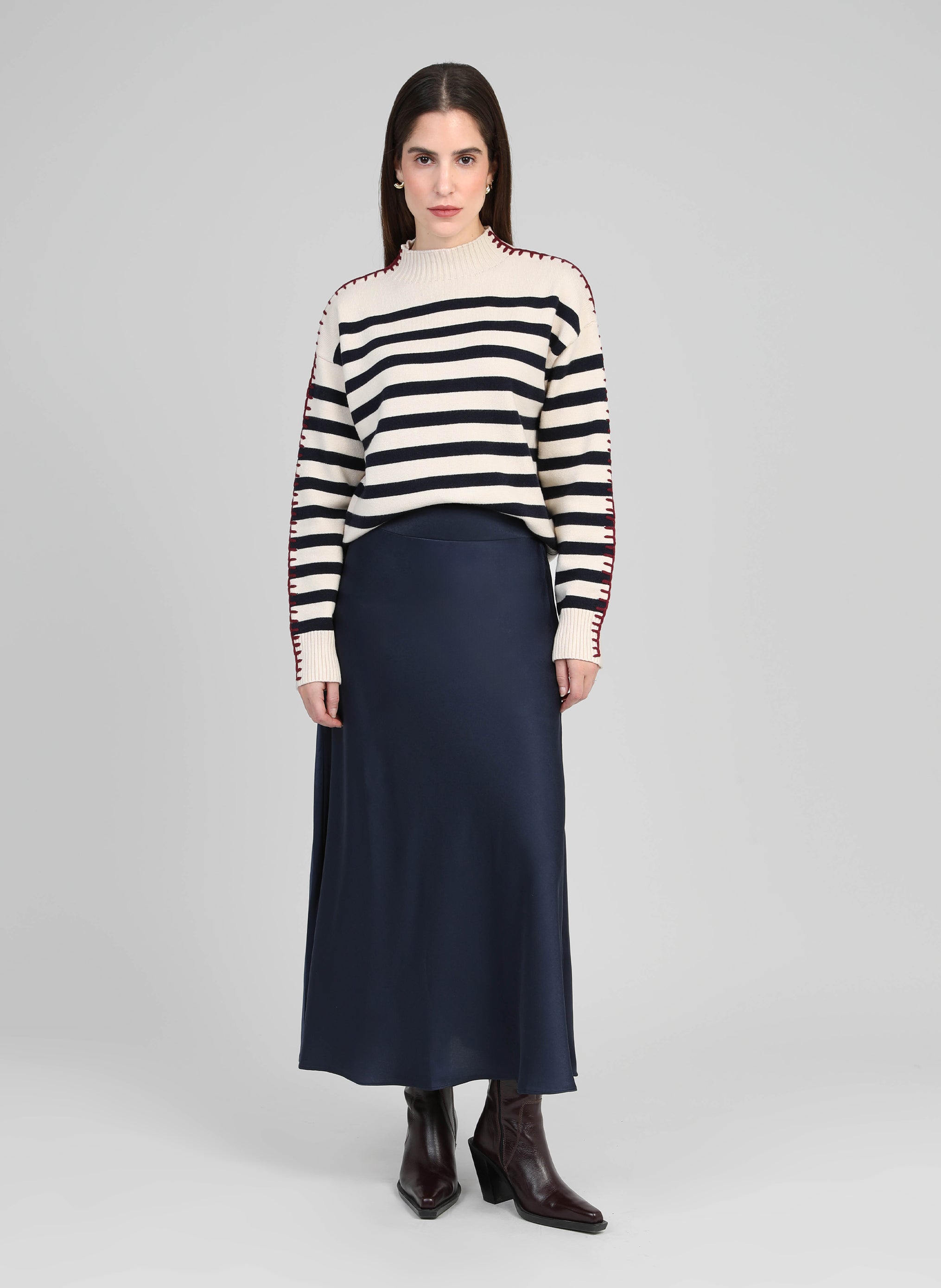 JANIALA falda midi azul marino