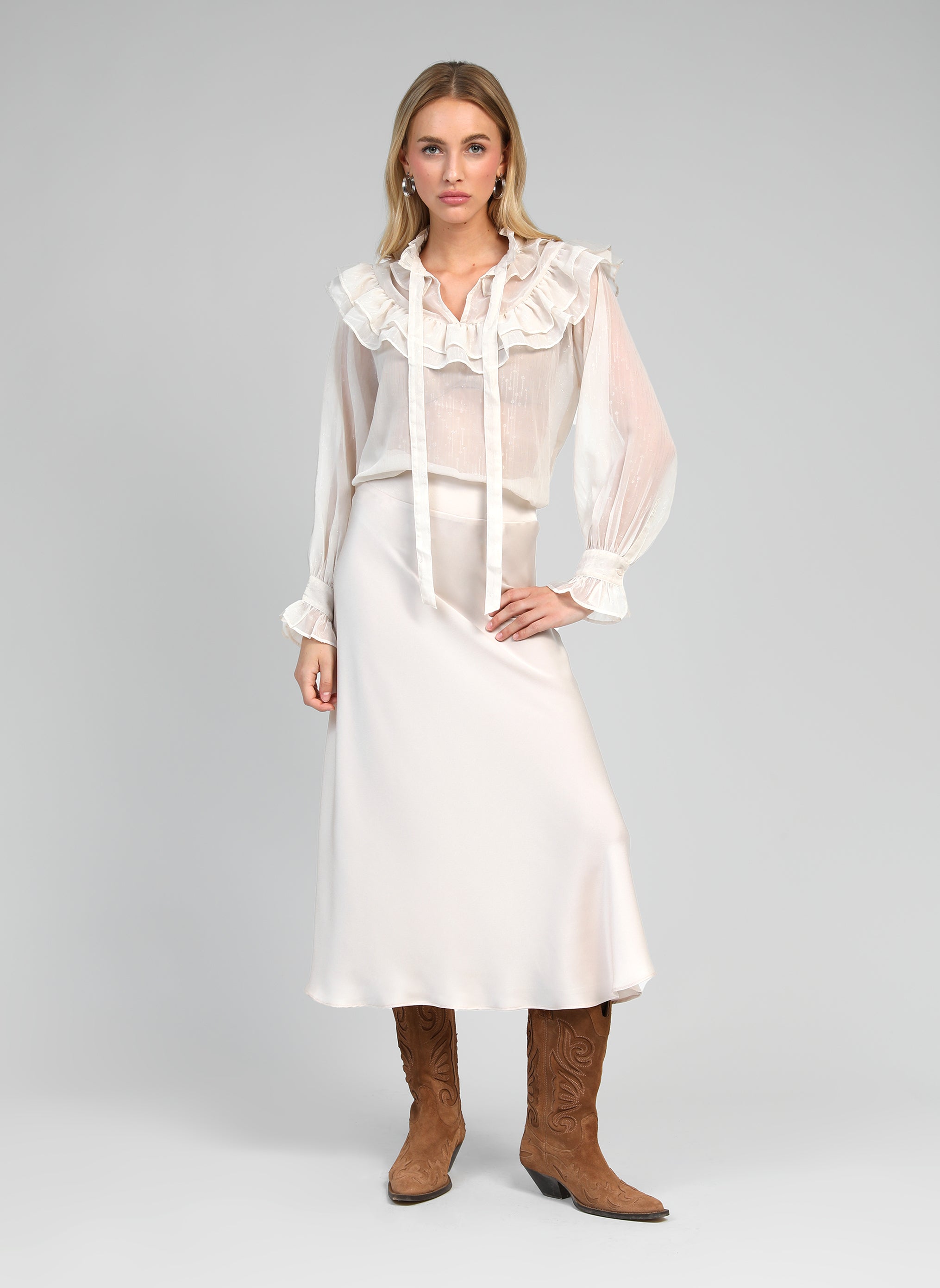 JUPE MIDI JANIALA vanille