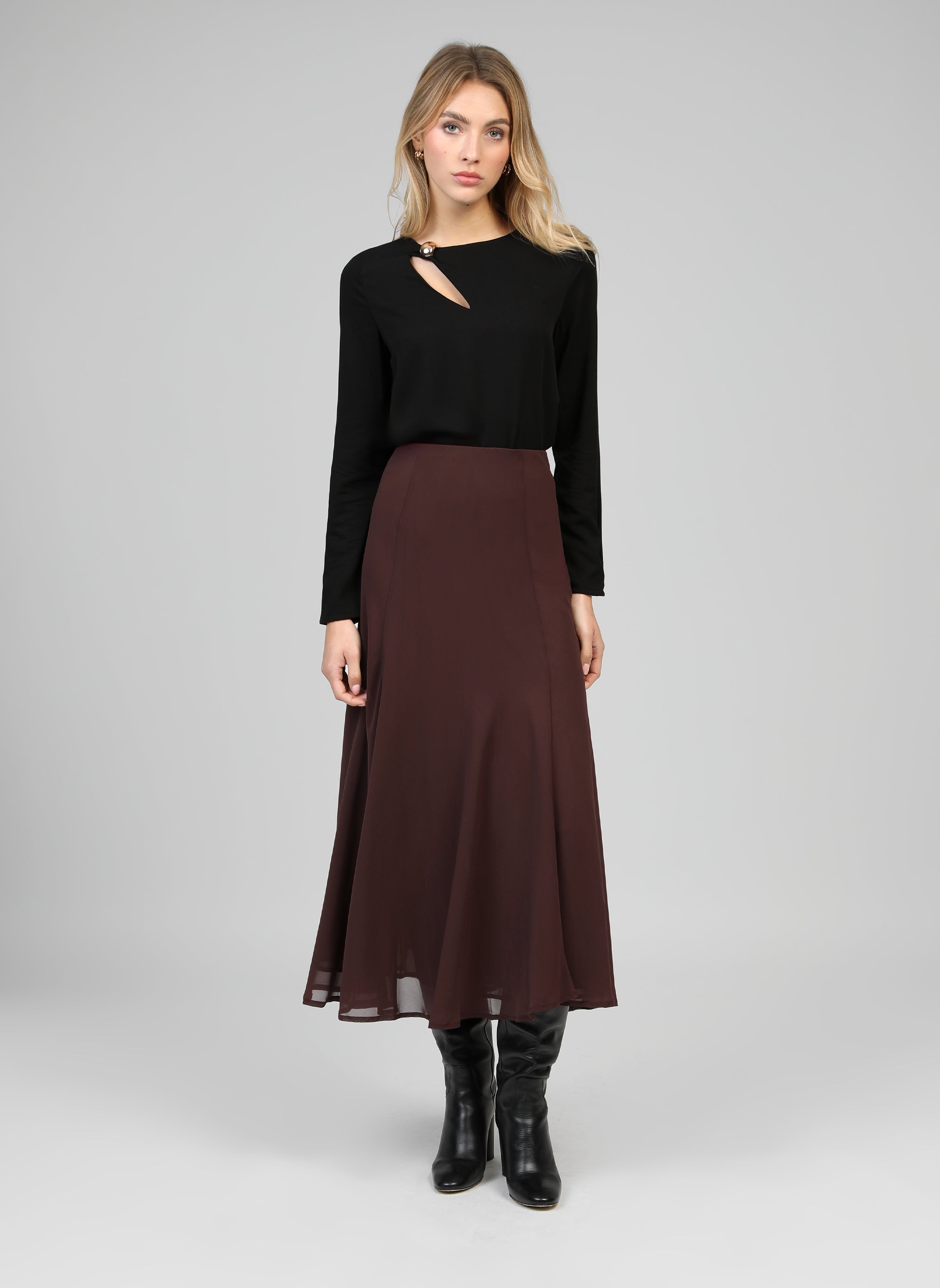 JUPE LONGUE JELEME chocolat