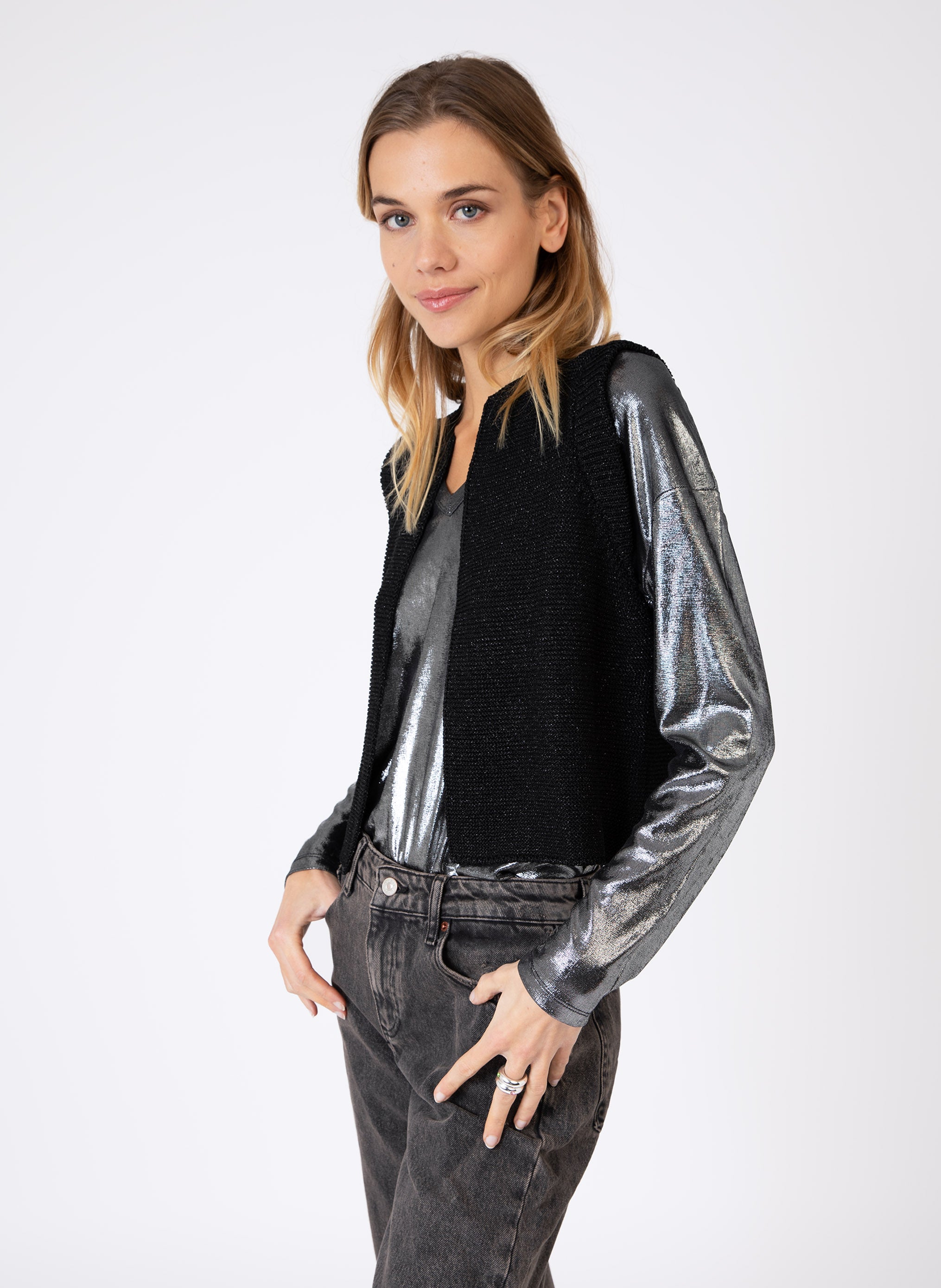 CARDIGAN LEGAYA noir chiné