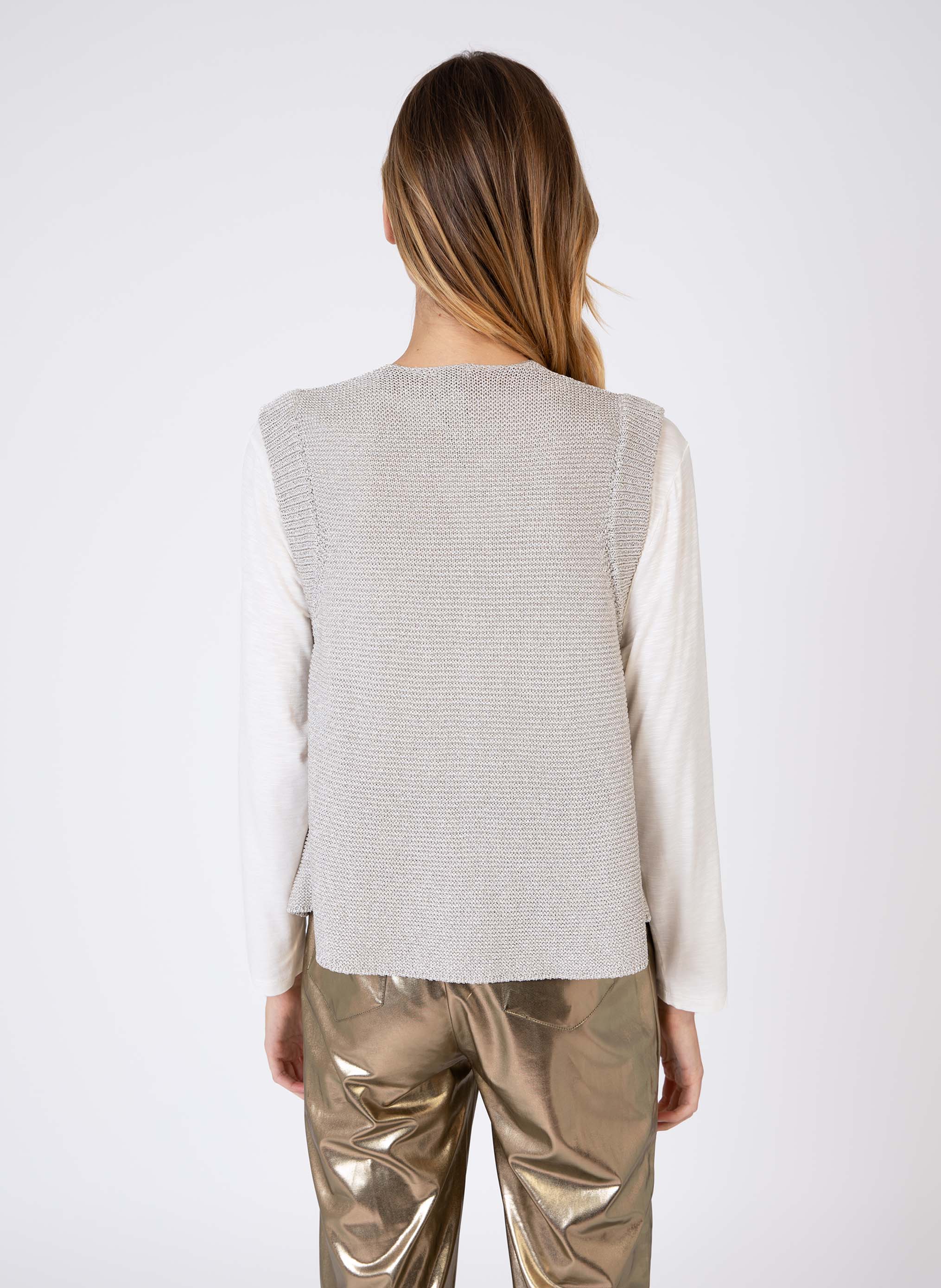 CARDIGAN SANS MANCHE LEGAYA or blanc