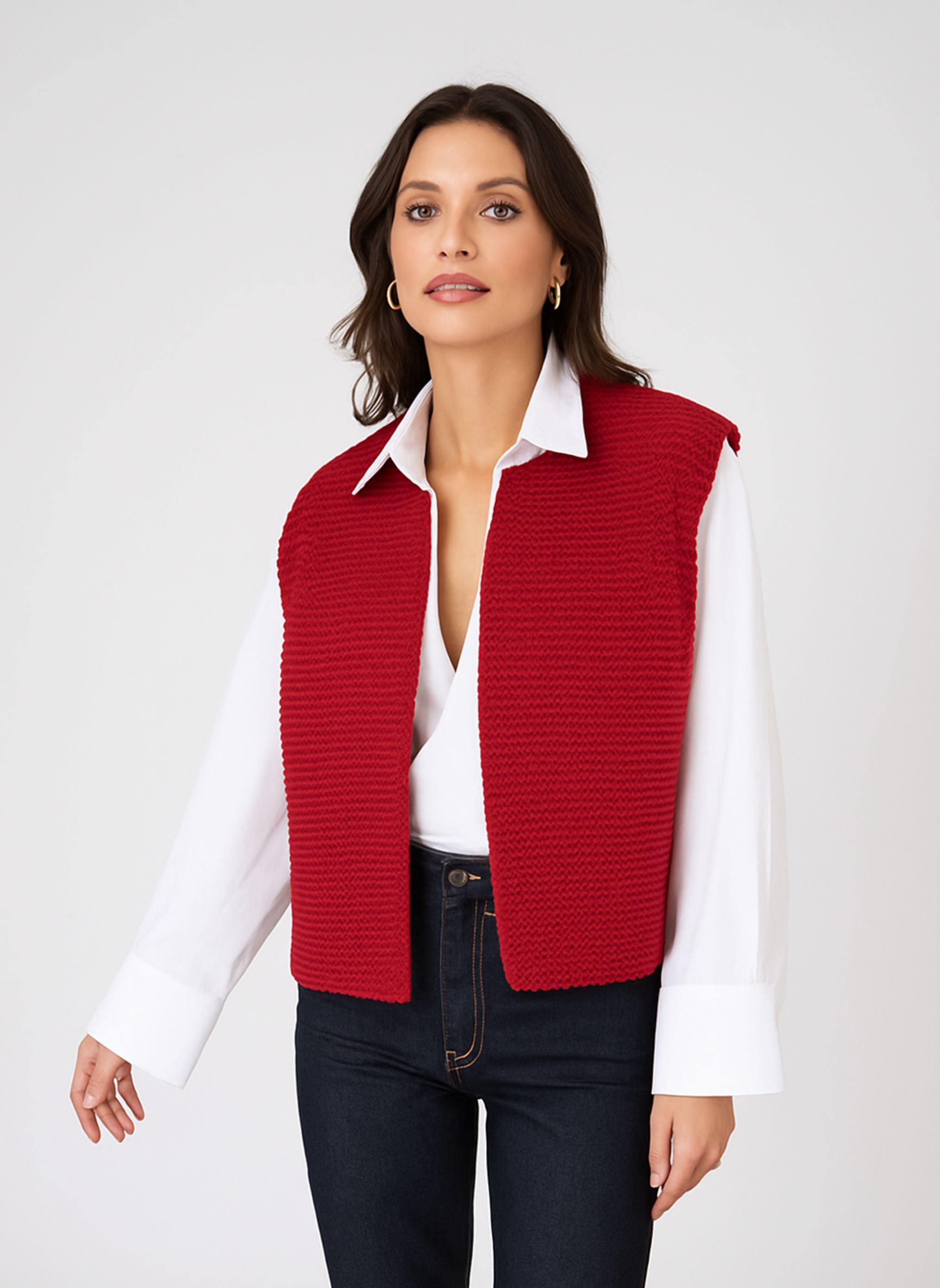 CARDIGAN SANS MANCHE LEGRINGOLY cerise