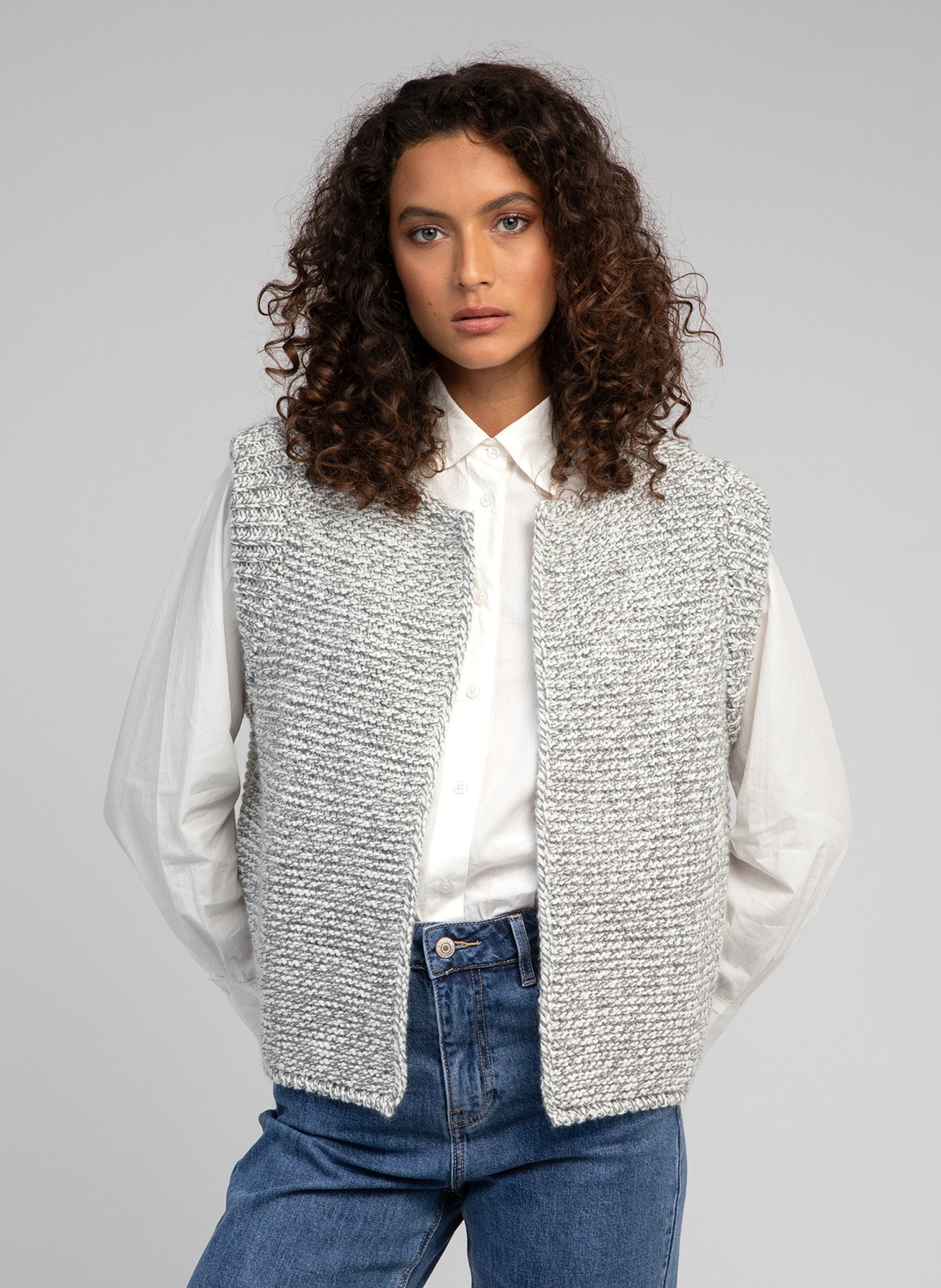 CARDIGAN SANS MANCHE LEGRINGOU CH gris