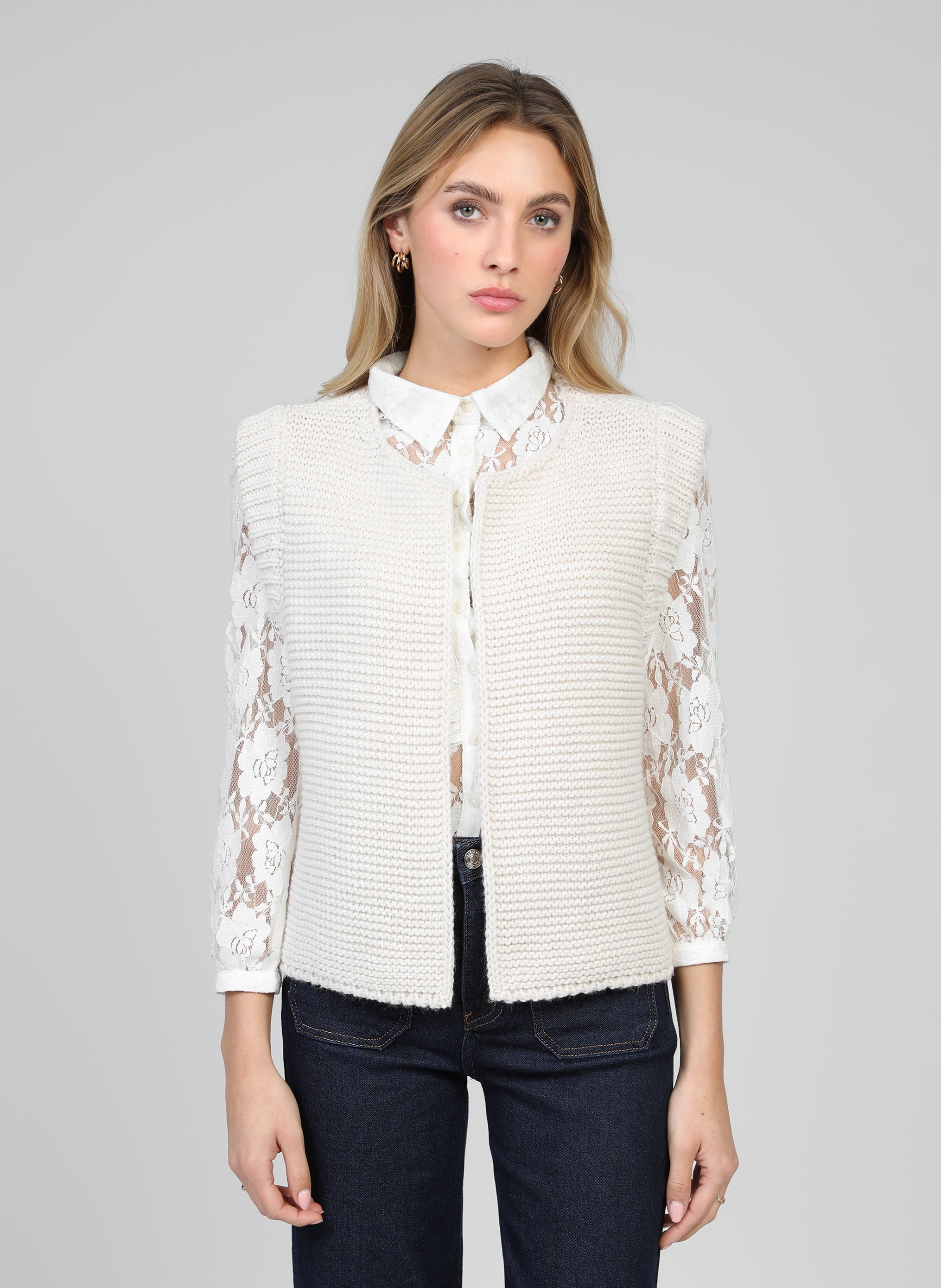 CARDIGAN SANS MANCHE LEGRINGOU ecru