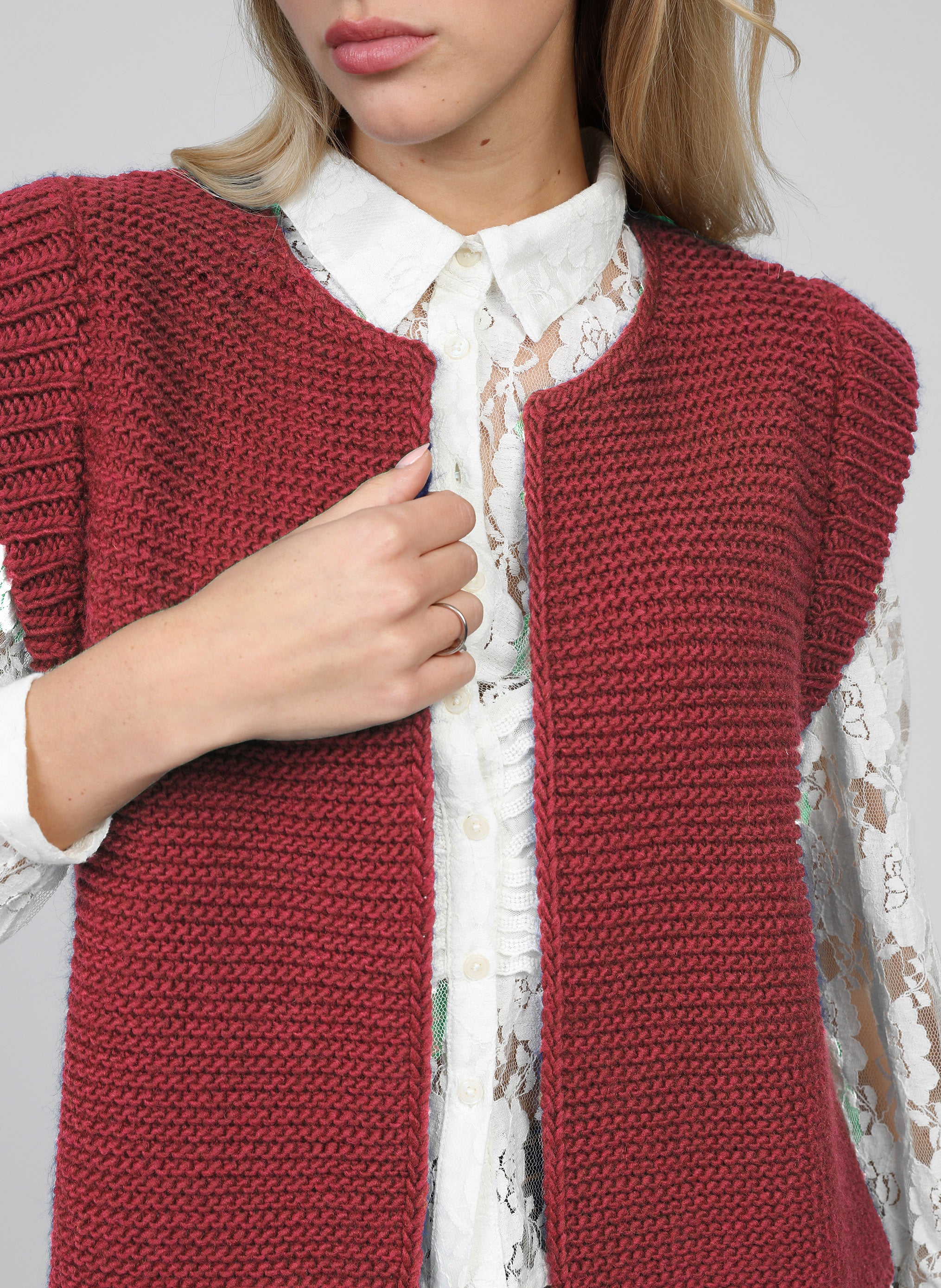 CARDIGAN SANS MANCHE LEGRINGOU A rouge