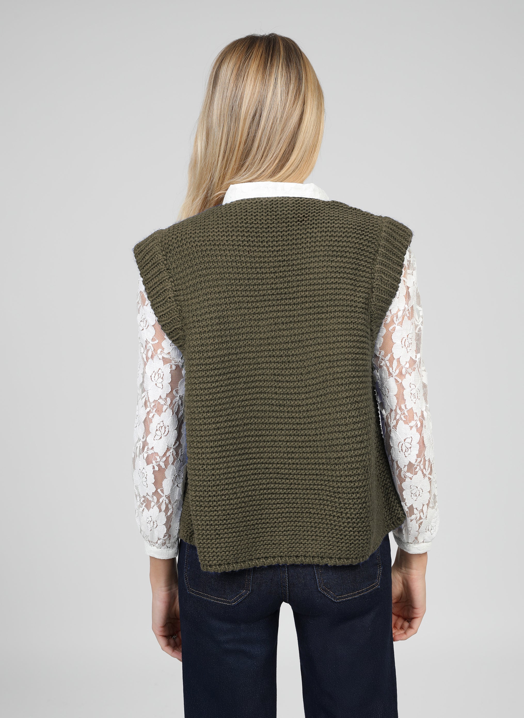 CARDIGAN SANS MANCHE LEGRINGOU A militaire