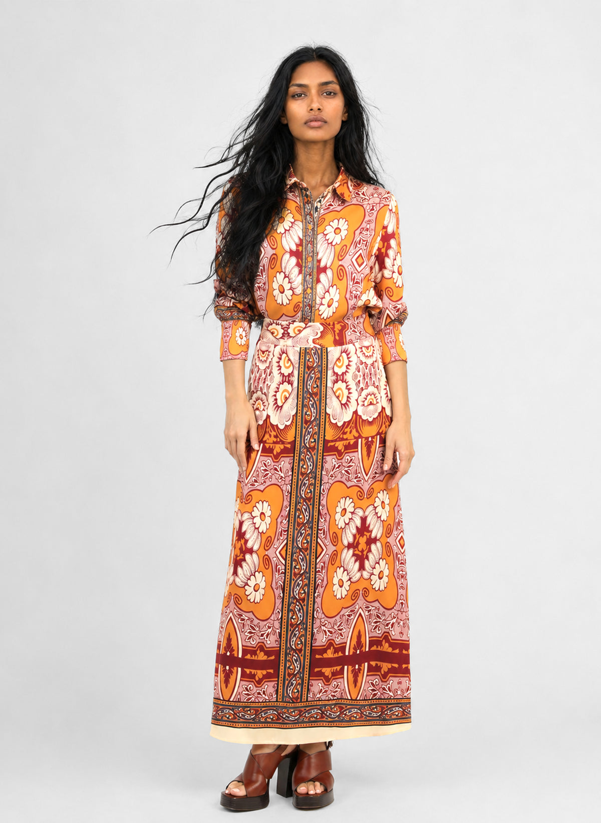 JUPE LONGUE ROBILIANE vitali orange