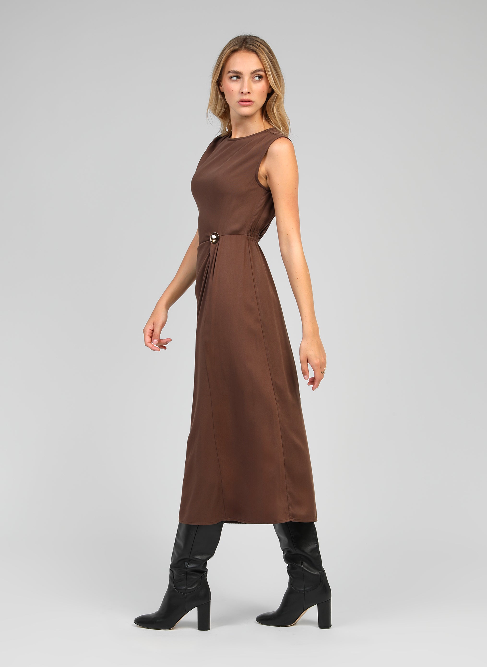 ROBE LONGUE MALEONY marron