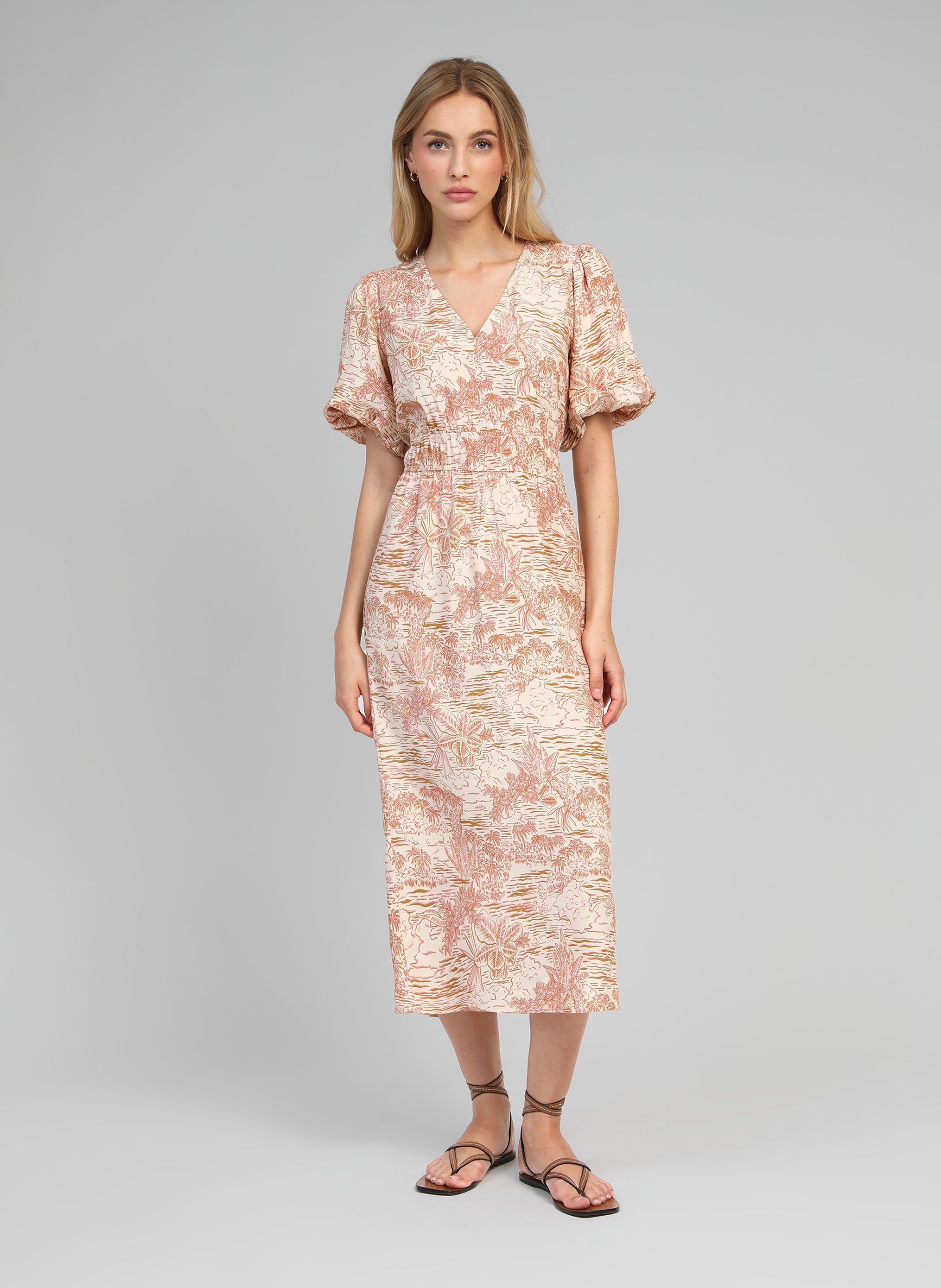 VESTIDO MELILA MIDI josas ocre