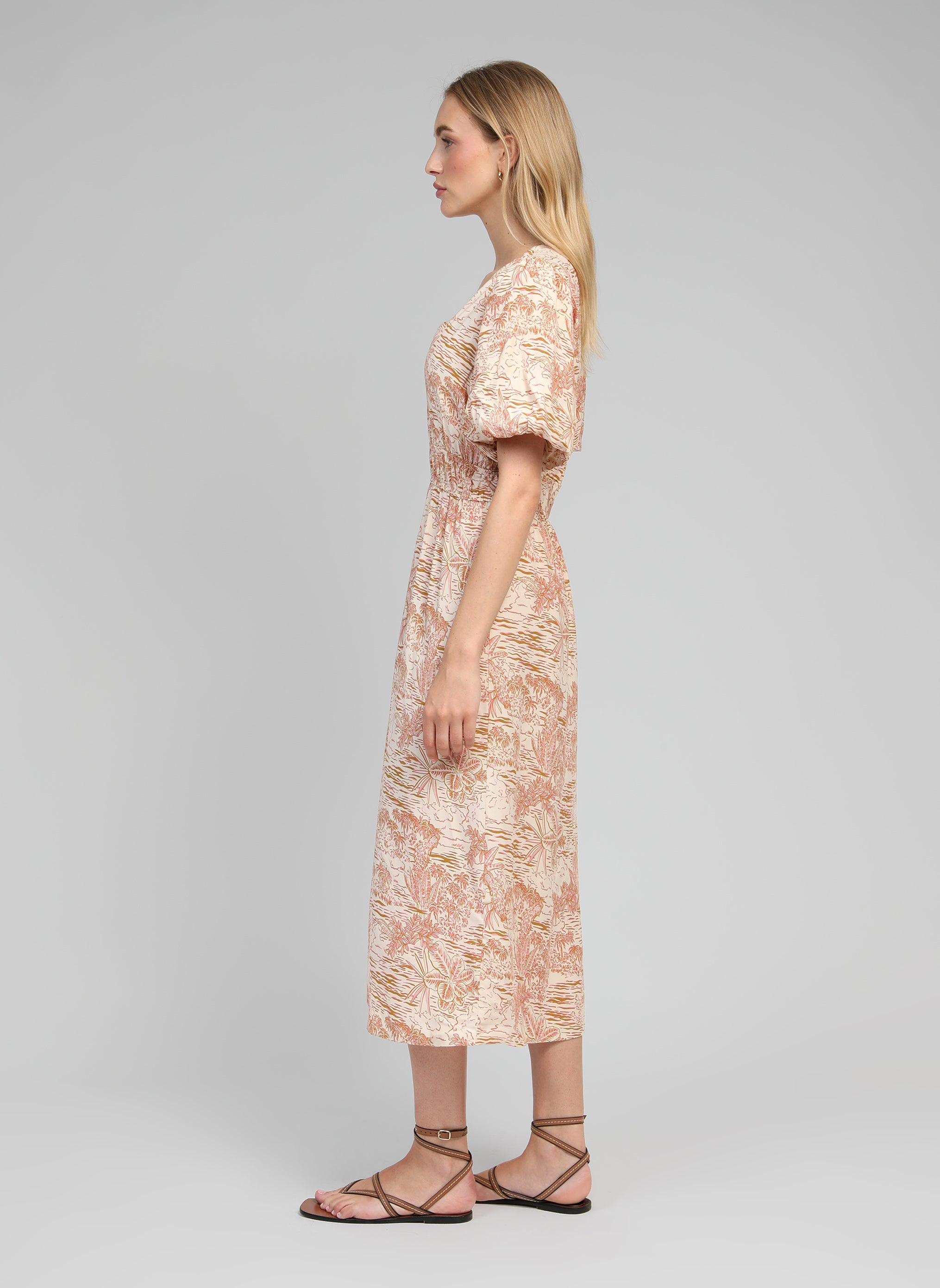 VESTIDO MELILA MIDI josas ocre