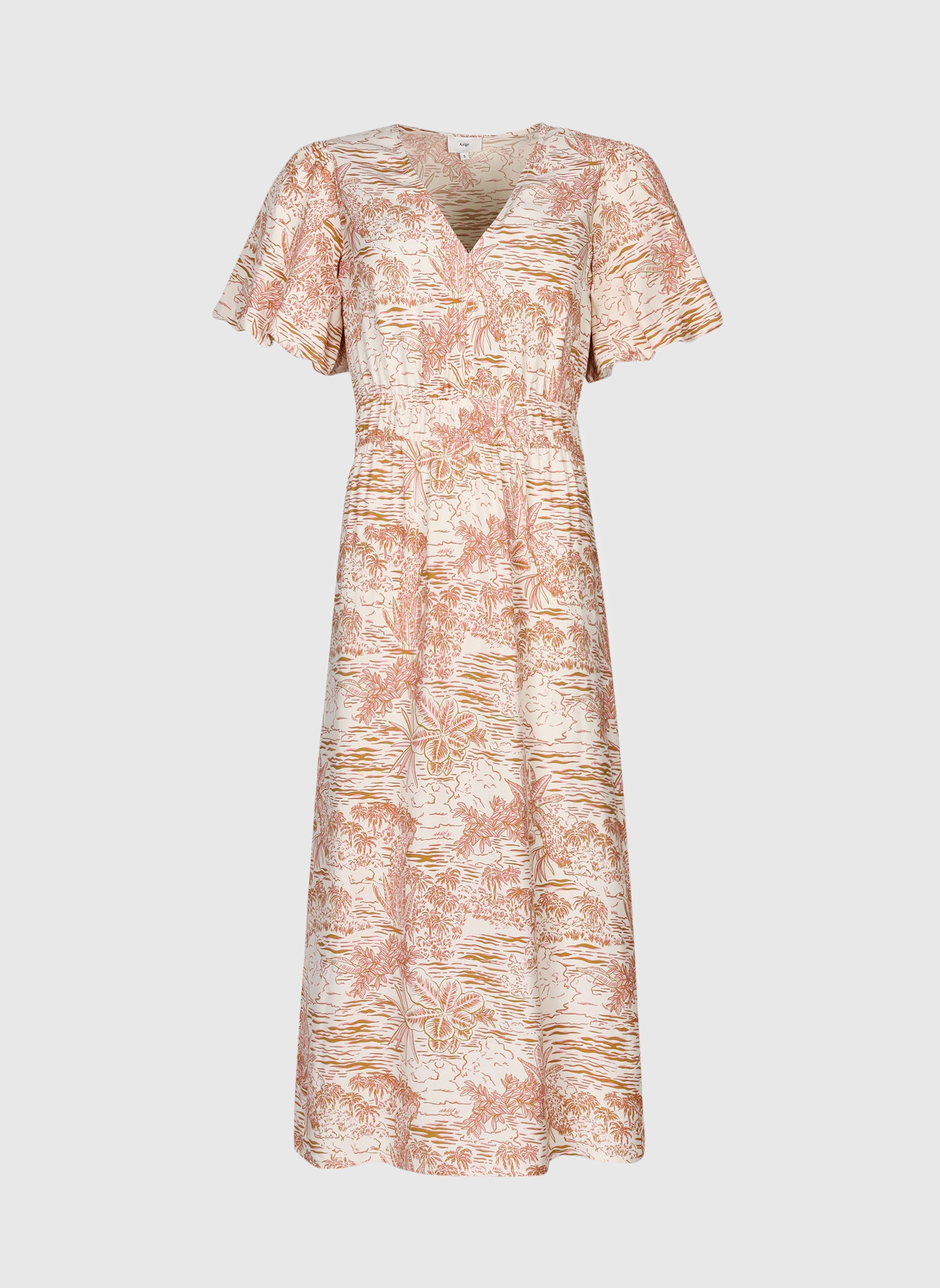 VESTIDO MELILA MIDI josas ocre