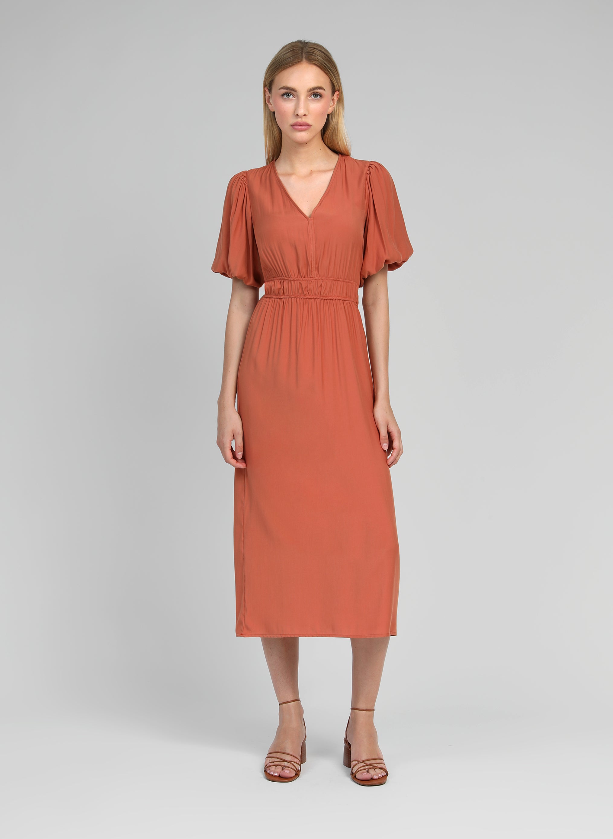 VESTIDO MELILE MIDI terracota