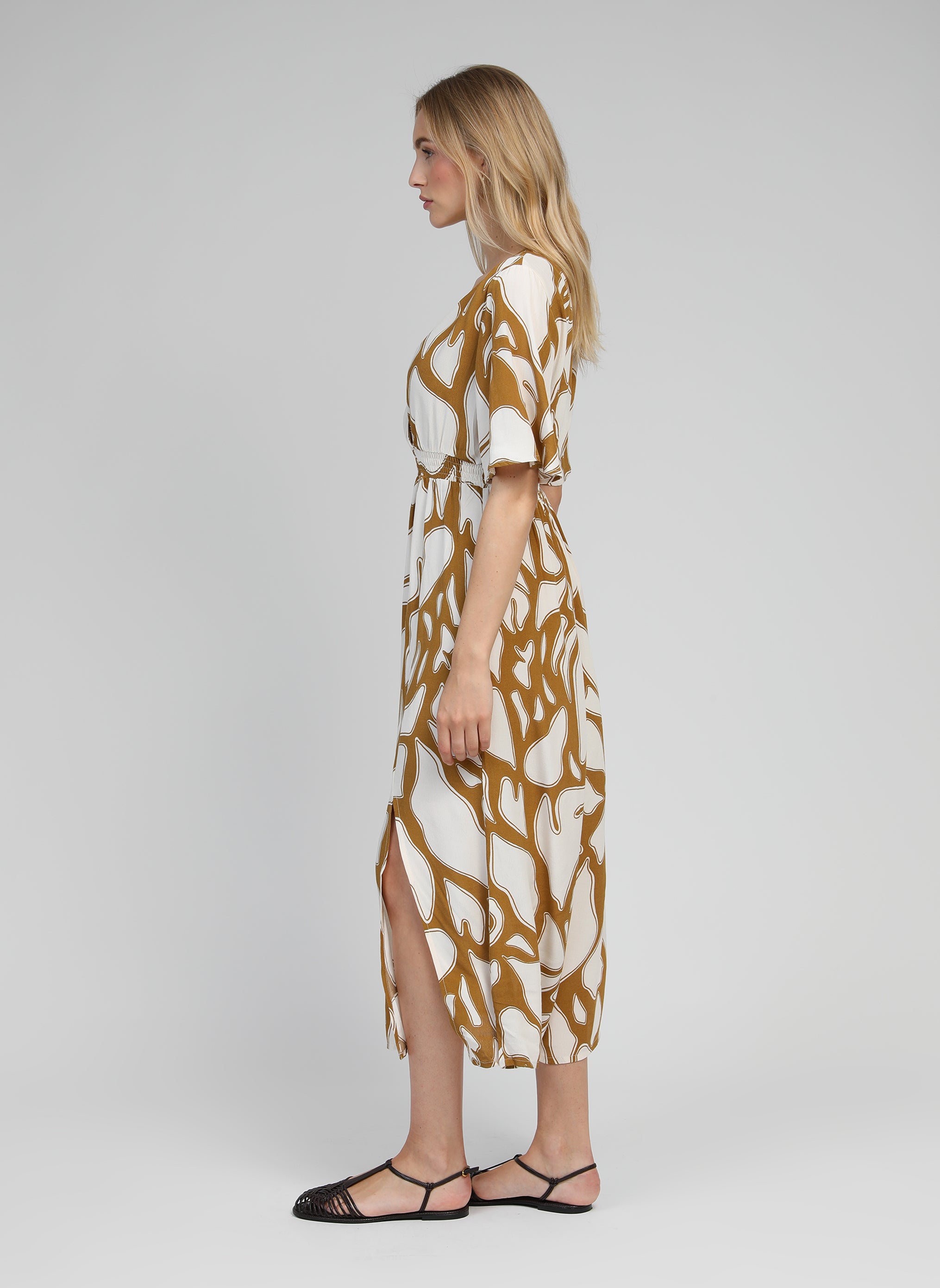 VESTIDO LARGO MESUNA oliva llama