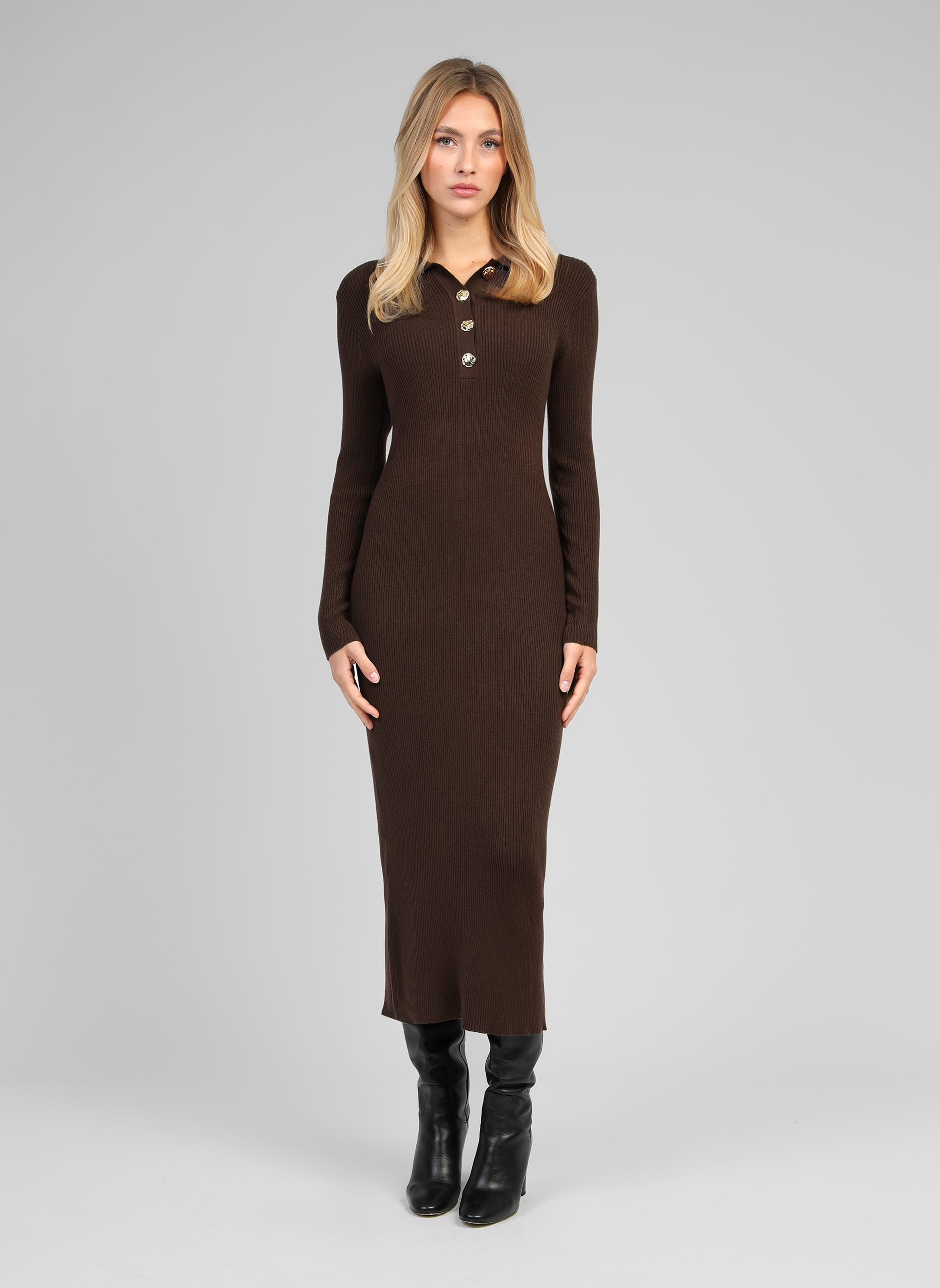 ROBE LONGUE NABOLO marron