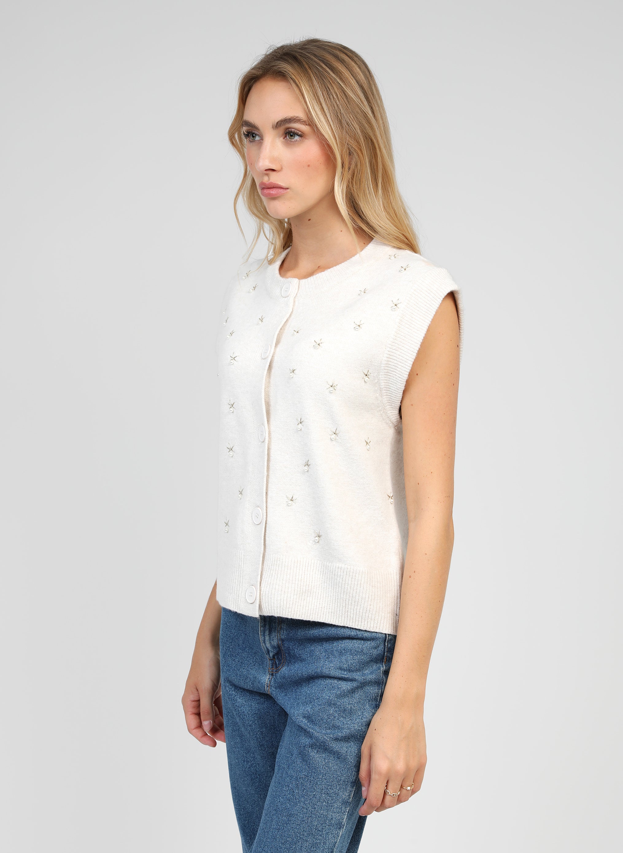 CARDIGAN SANS MANCHE NOLWEN ecru