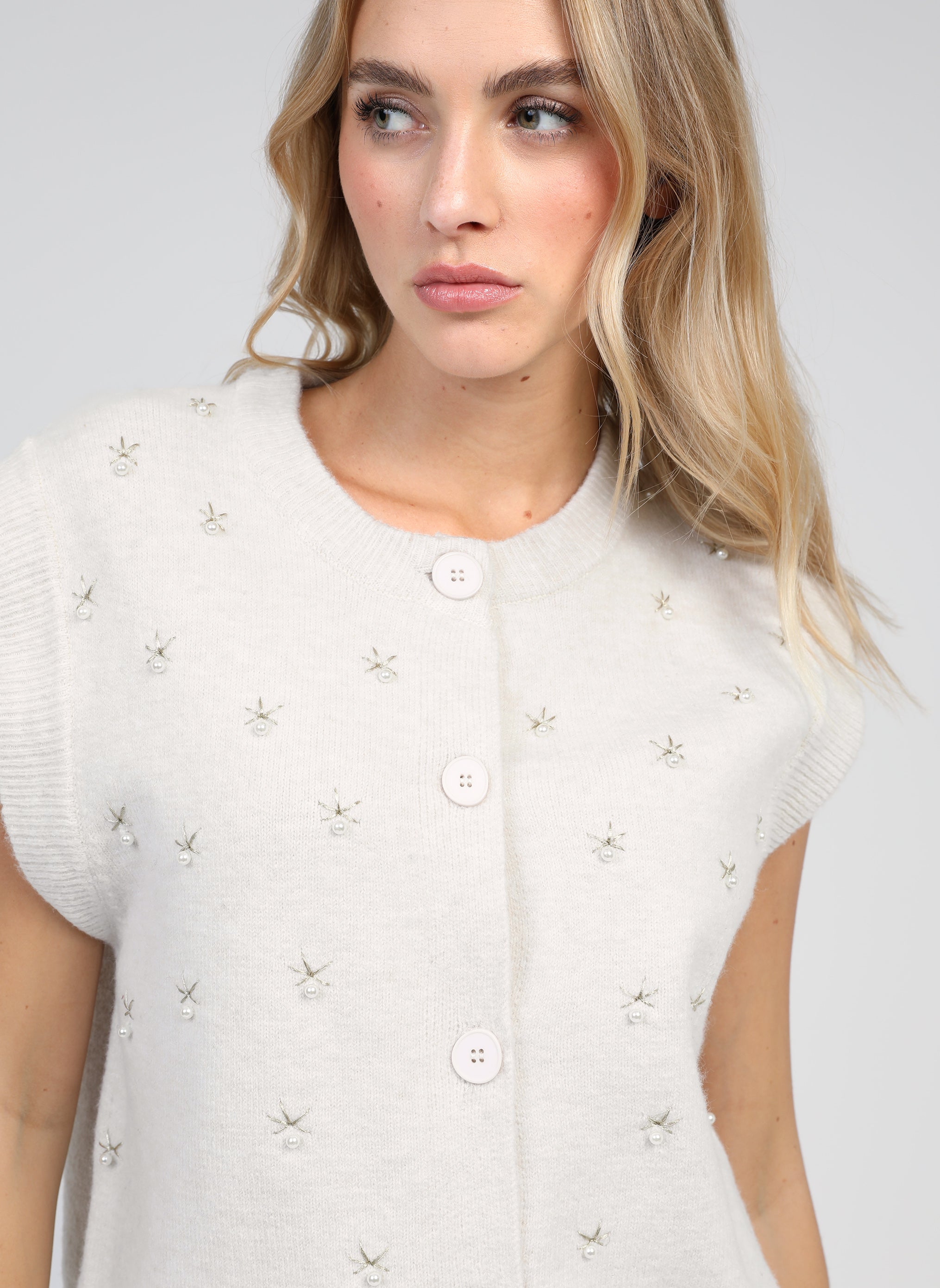 CARDIGAN SANS MANCHE NOLWEN ecru