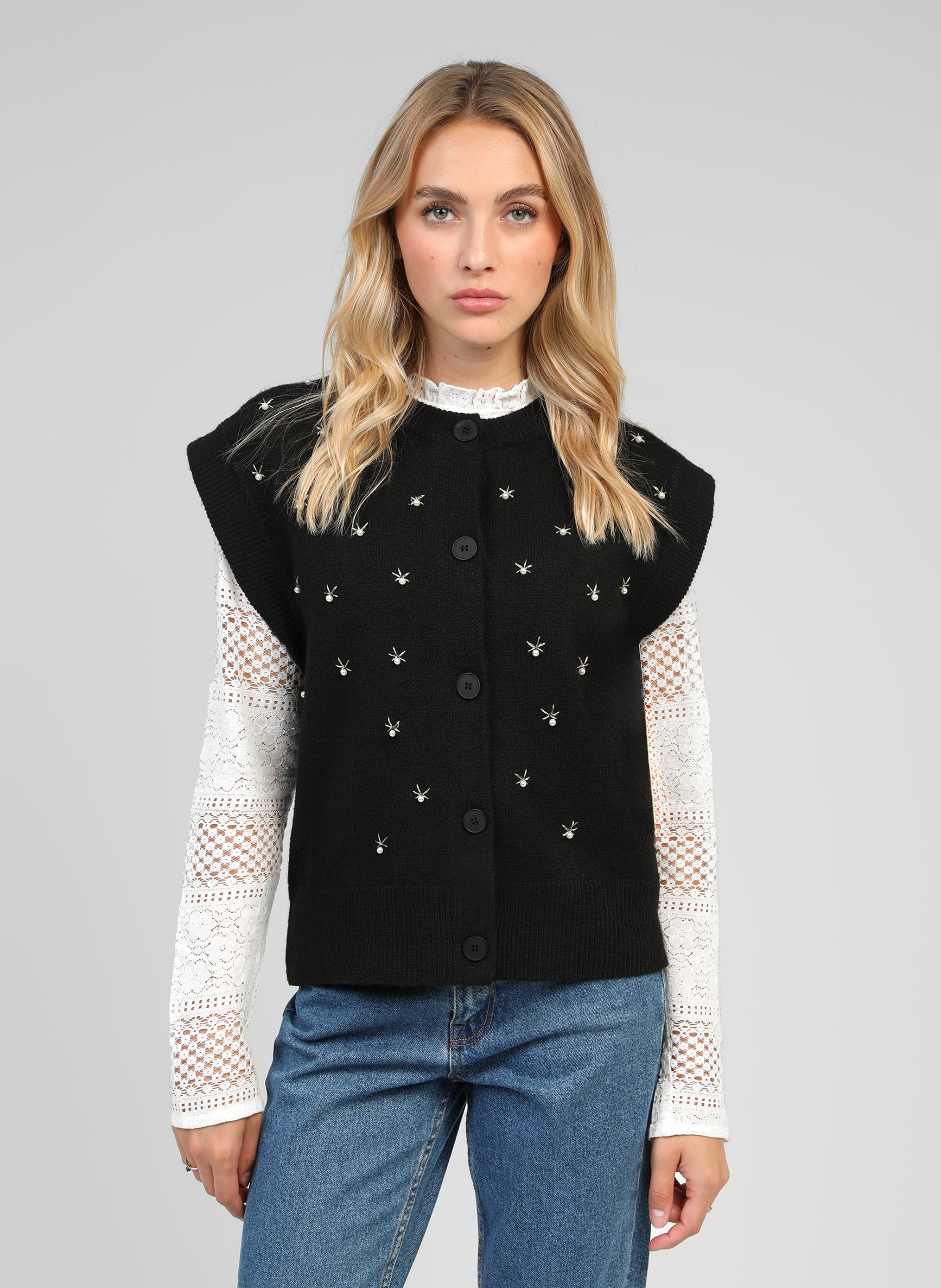CARDIGAN SANS MANCHE NOLWEN noir