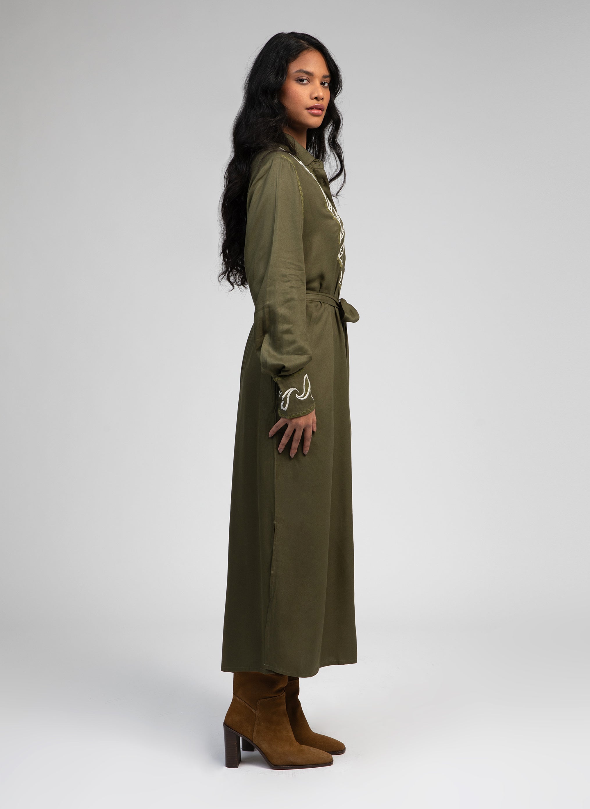 ROBE LONGUE ORIANY olive