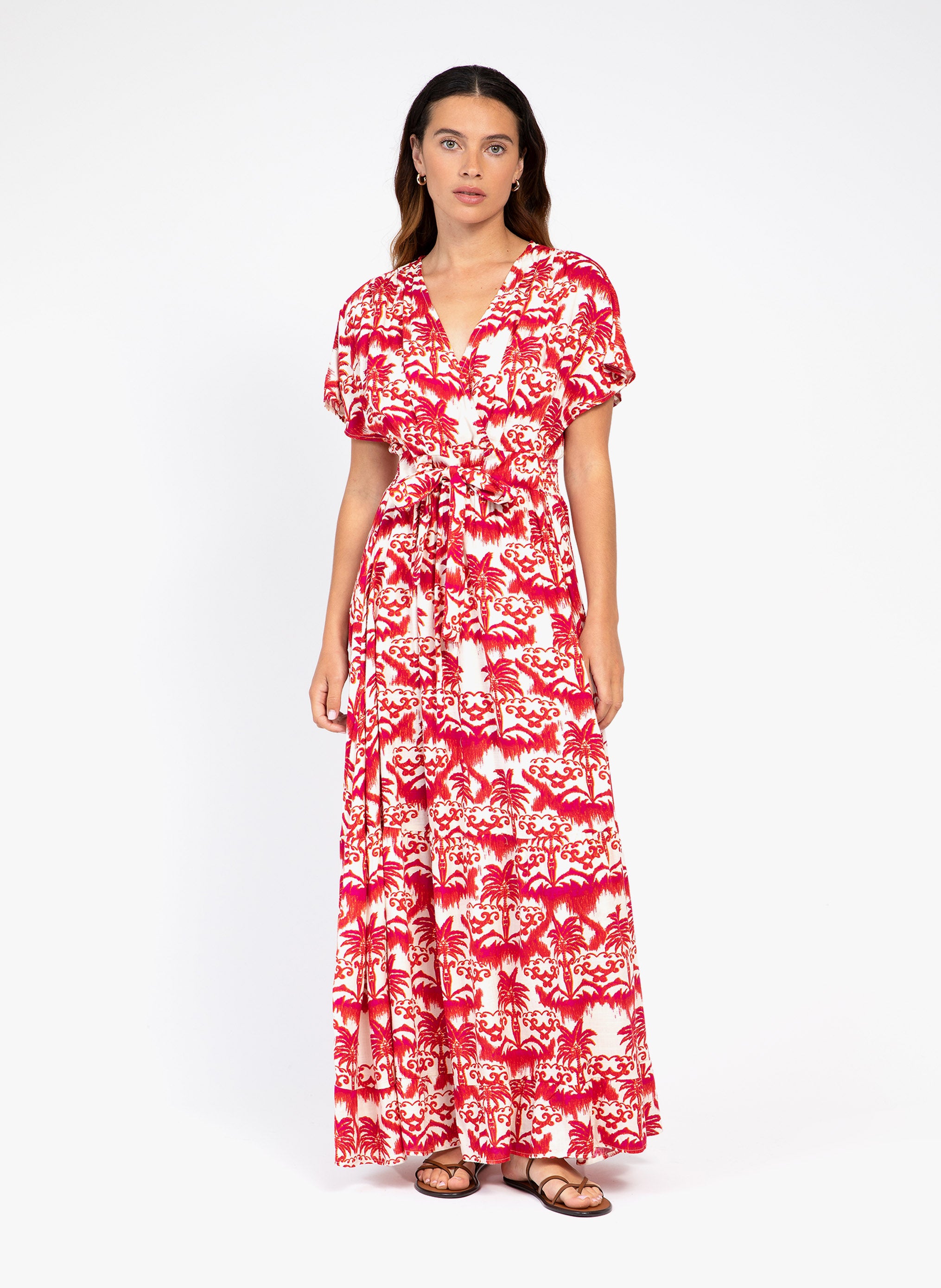 ORLENA palmita fushia LONG DRESS