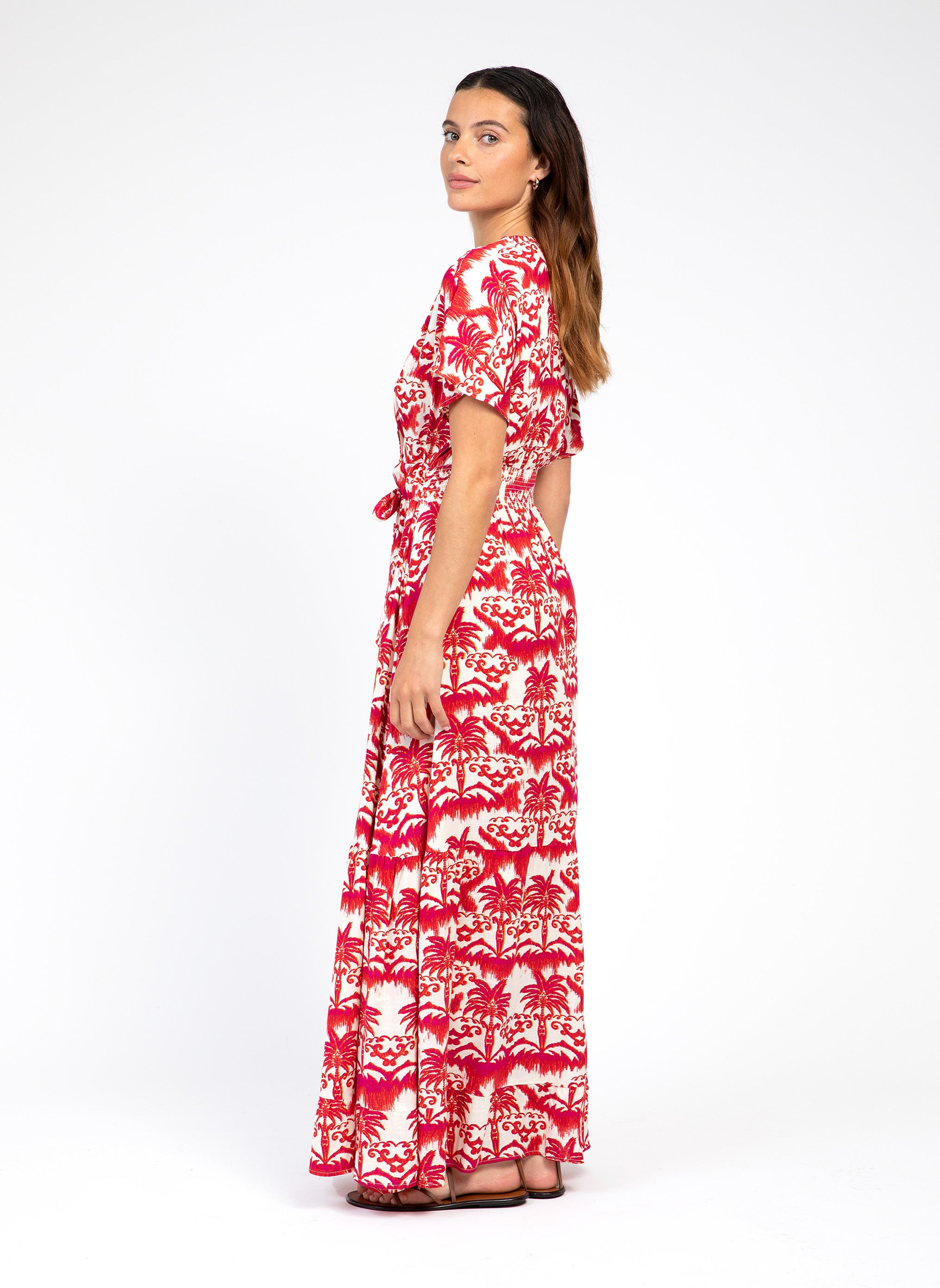 ORLENA palmita fushia LONG DRESS