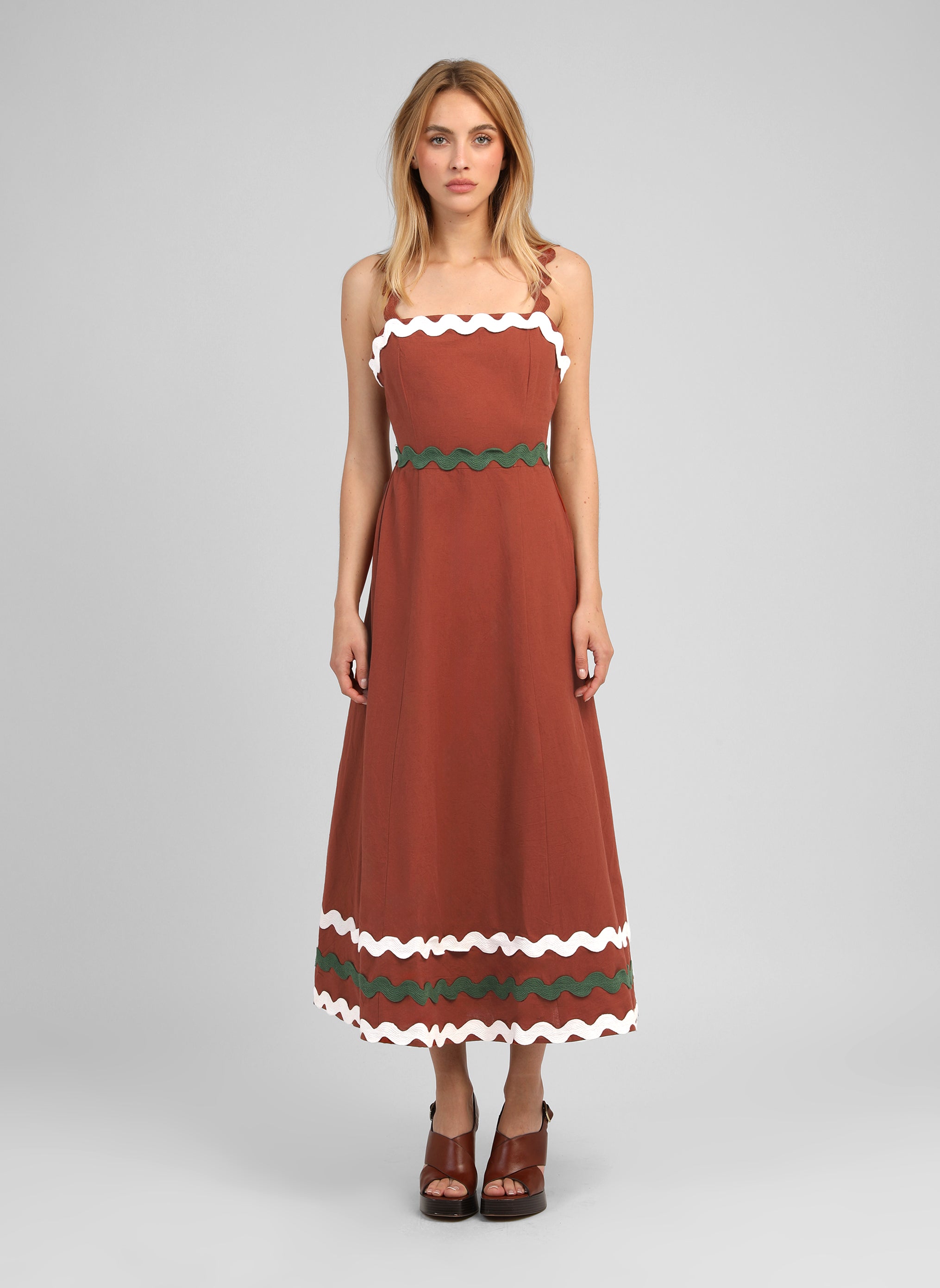 ROBE LONGUE OVALENTIN marron