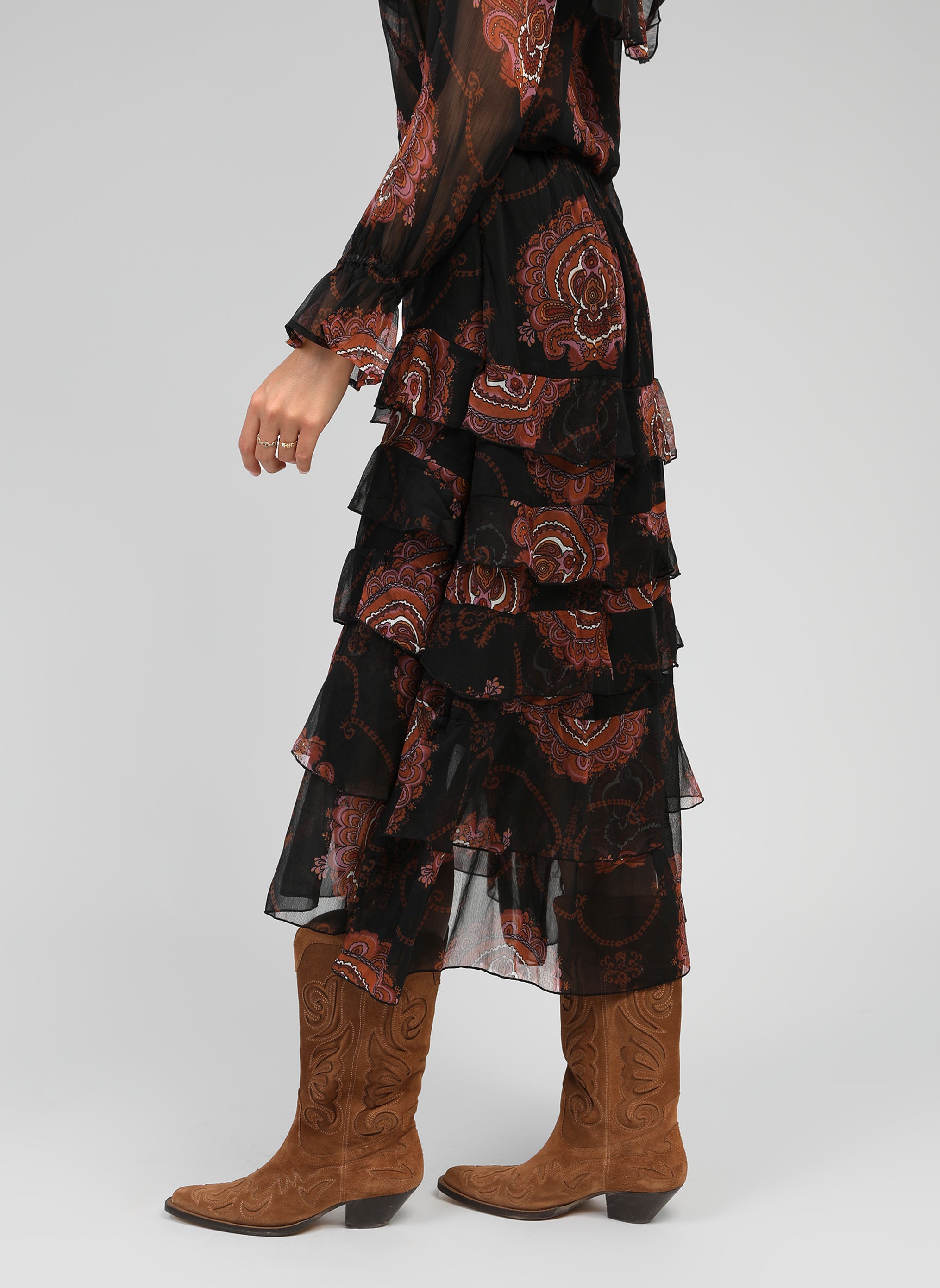 JUPE LONGUE RASHELY bohemia noir