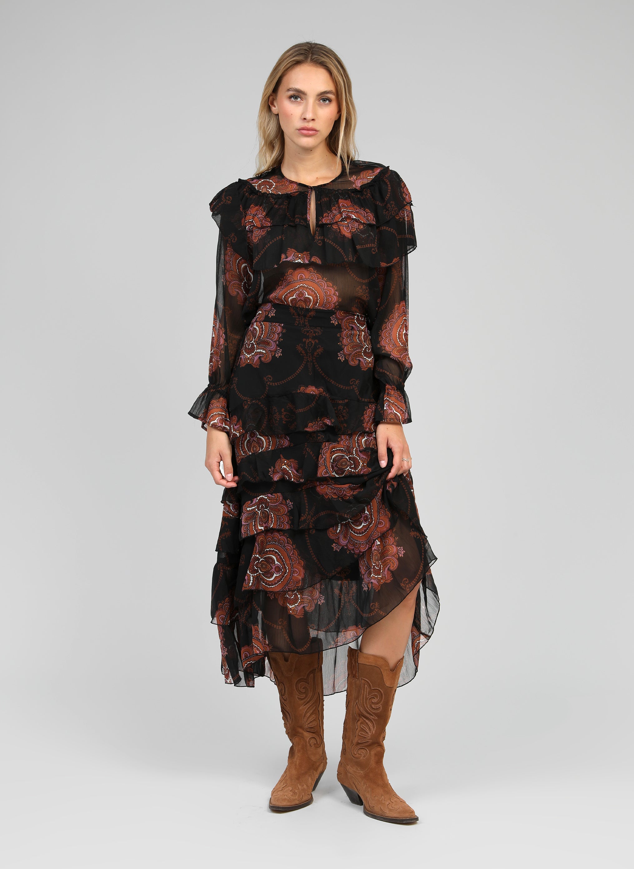 JUPE LONGUE RASHELY bohemia noir