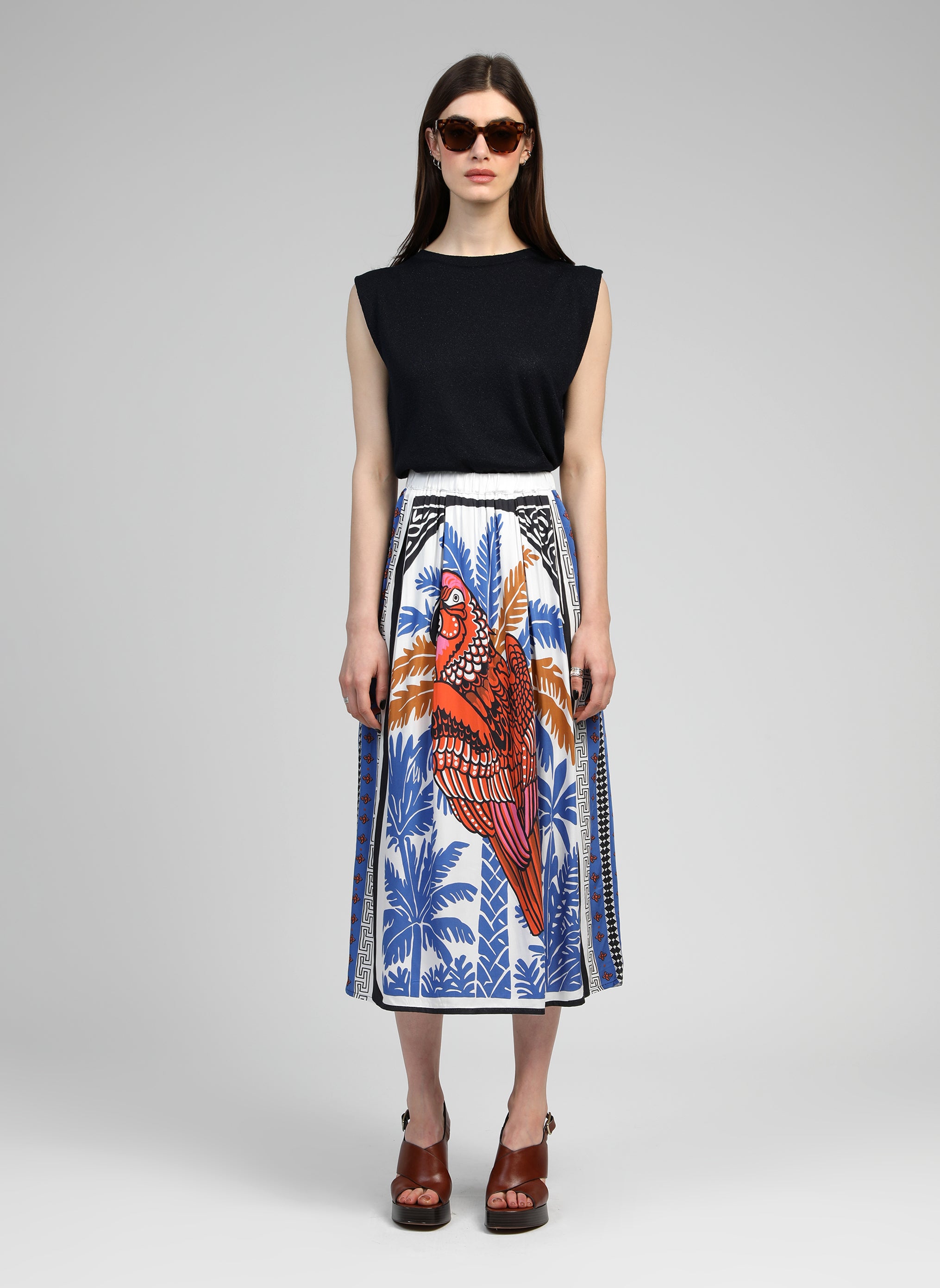 JUPE LONGUE RIKET parrot bleu