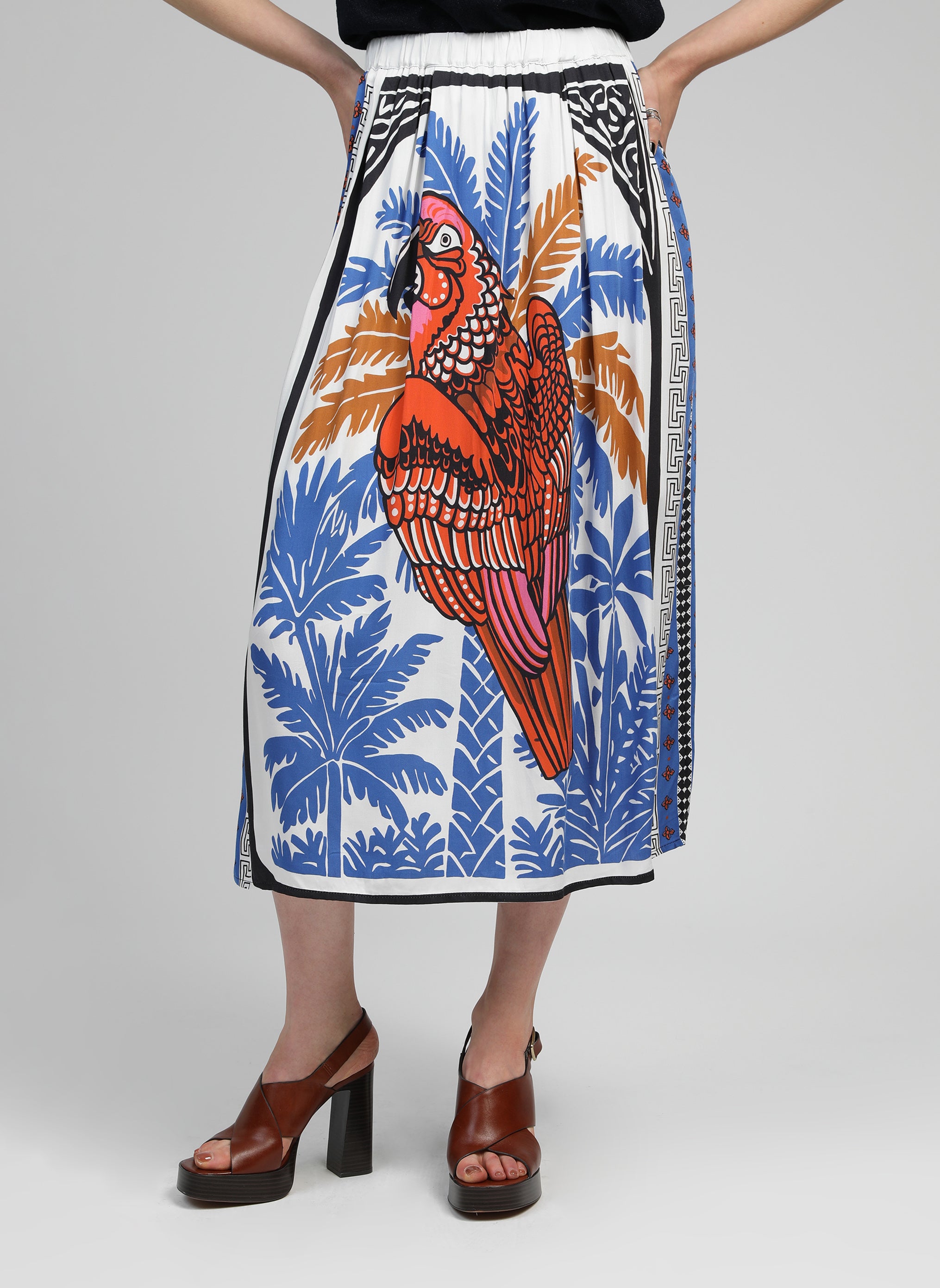 JUPE LONGUE RIKET parrot bleu