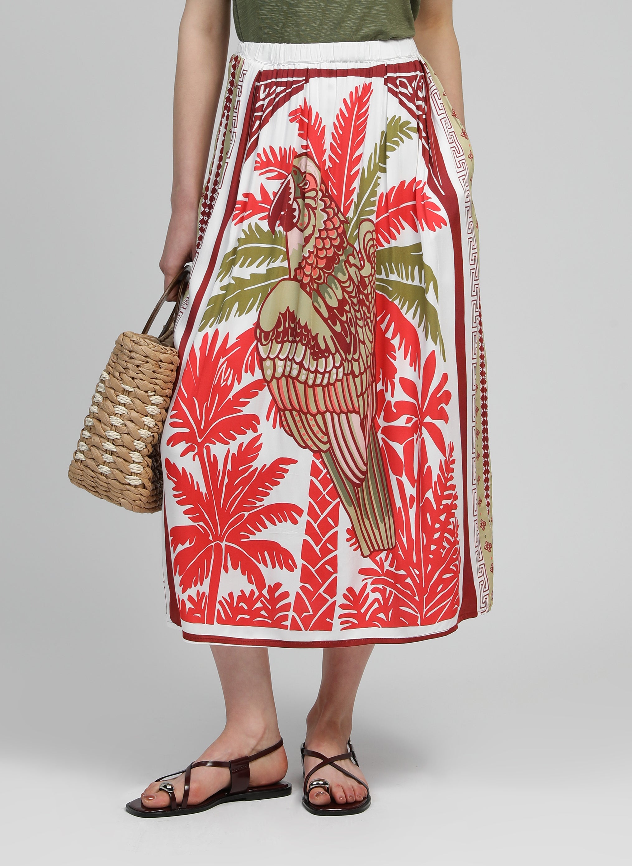 JUPE LONGUE RIKET papagayo rouge