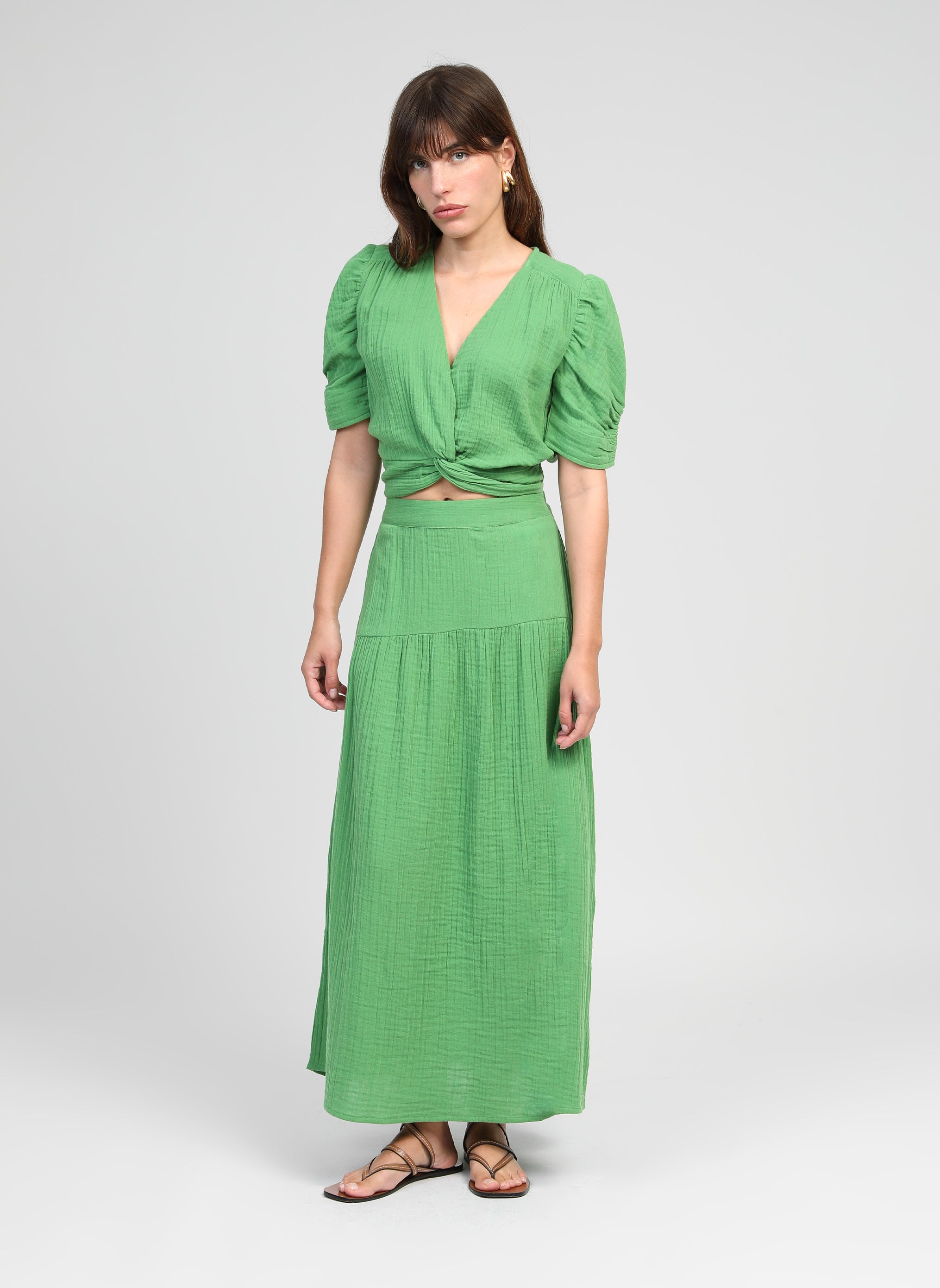 JUPE MIDI RITHA vert