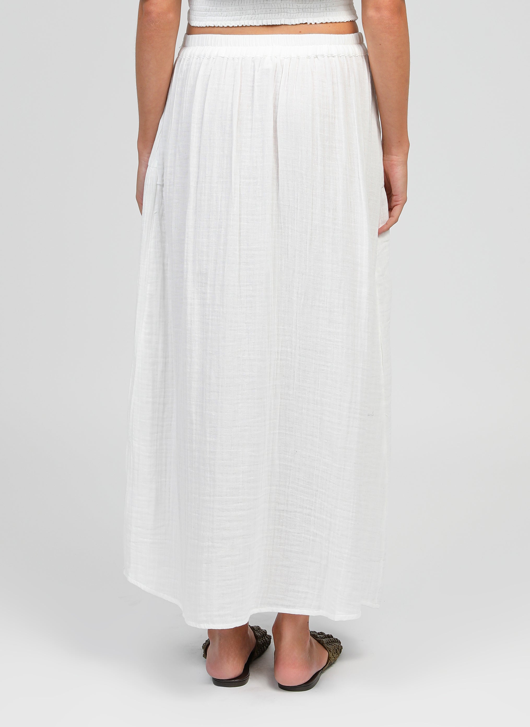 JUPE MIDI RITHA blanc cassé