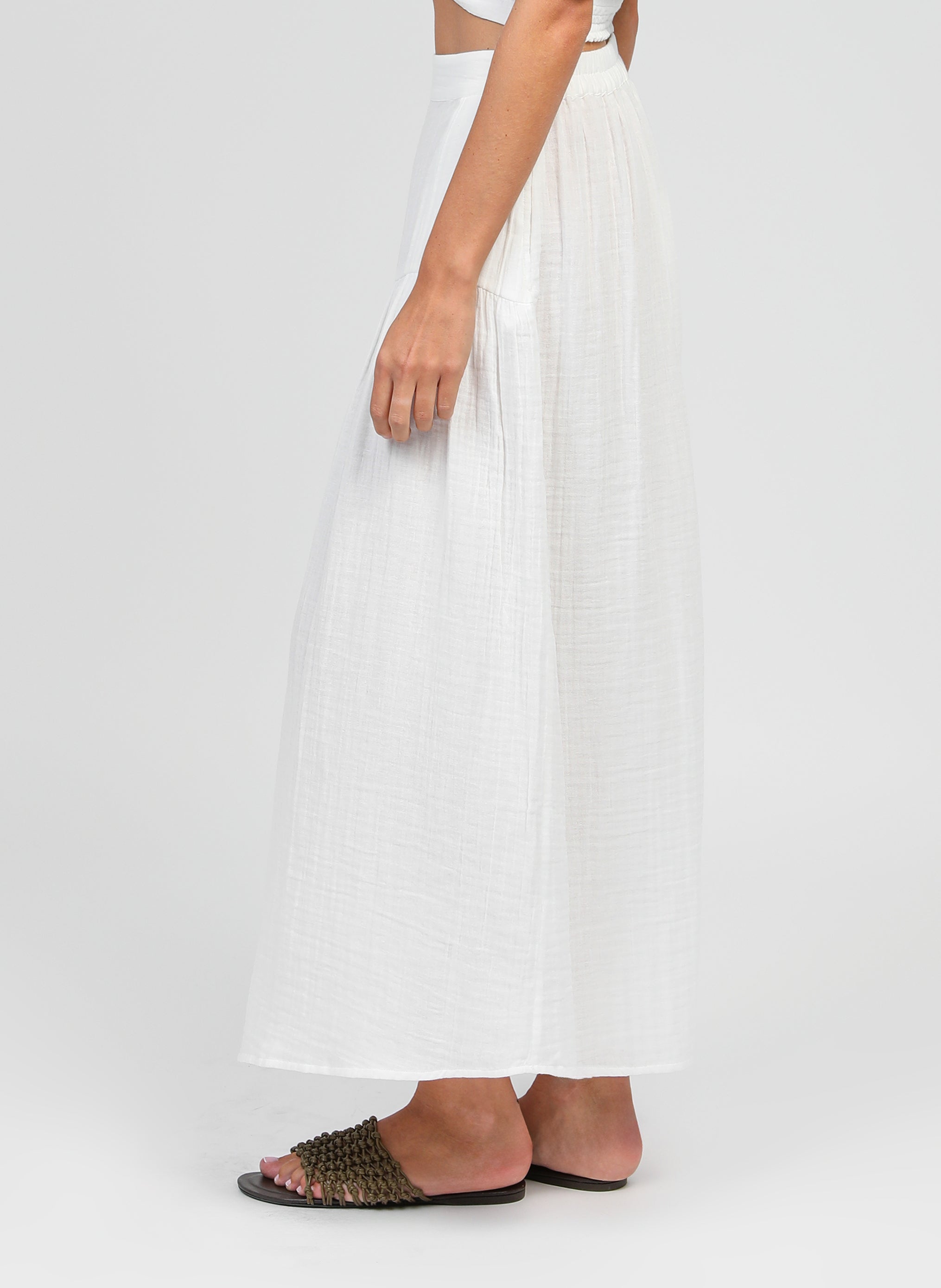 JUPE MIDI RITHA blanc cassé