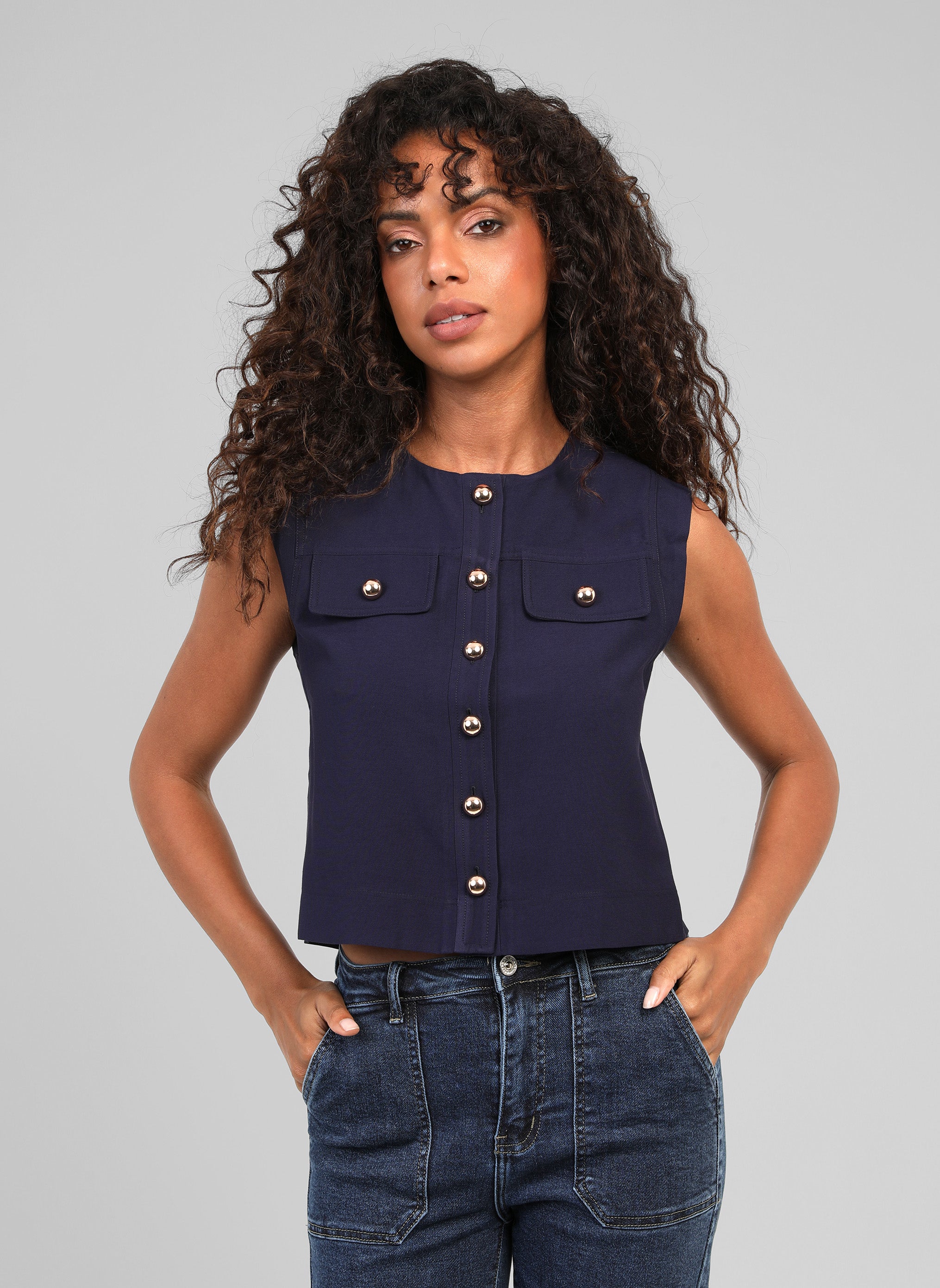 VESTE SANS MANCHES ZELIA marine