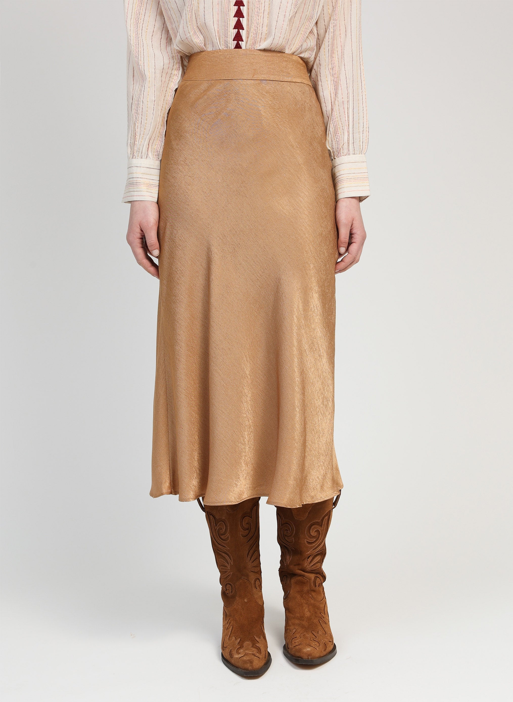 JUPE MIDI GANDIA camel