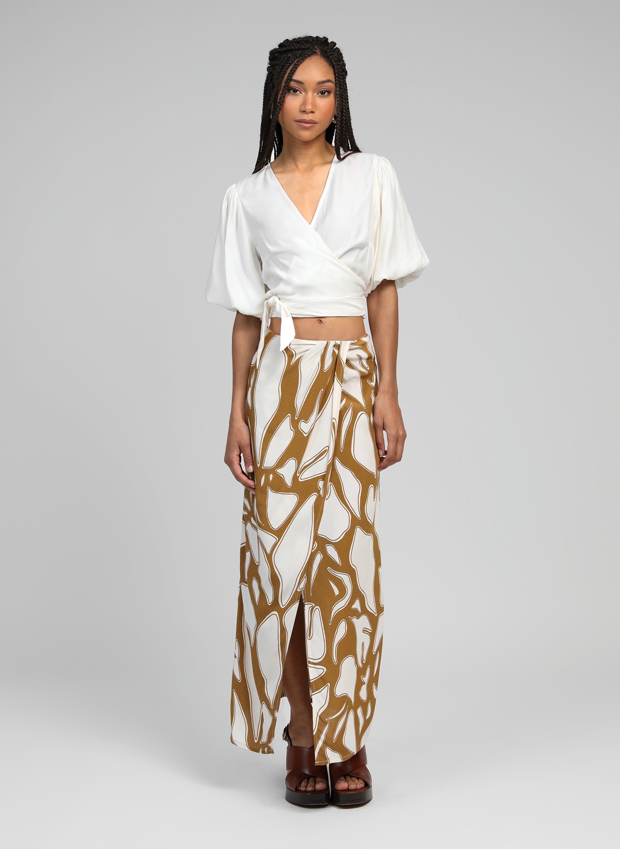 JUPE LONGUE GERIC flame olive