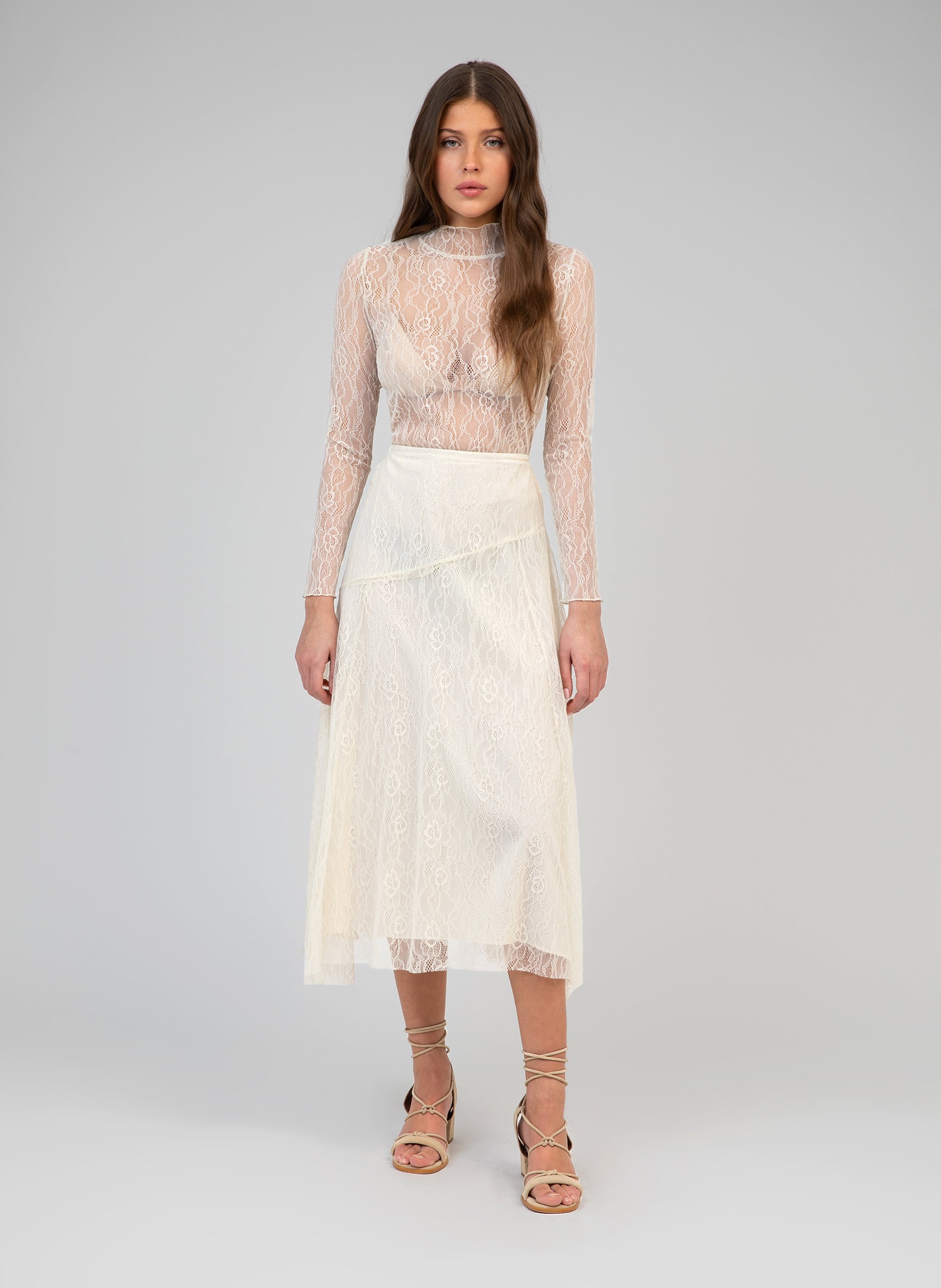 JUNEY MIDI SKIRT ecru