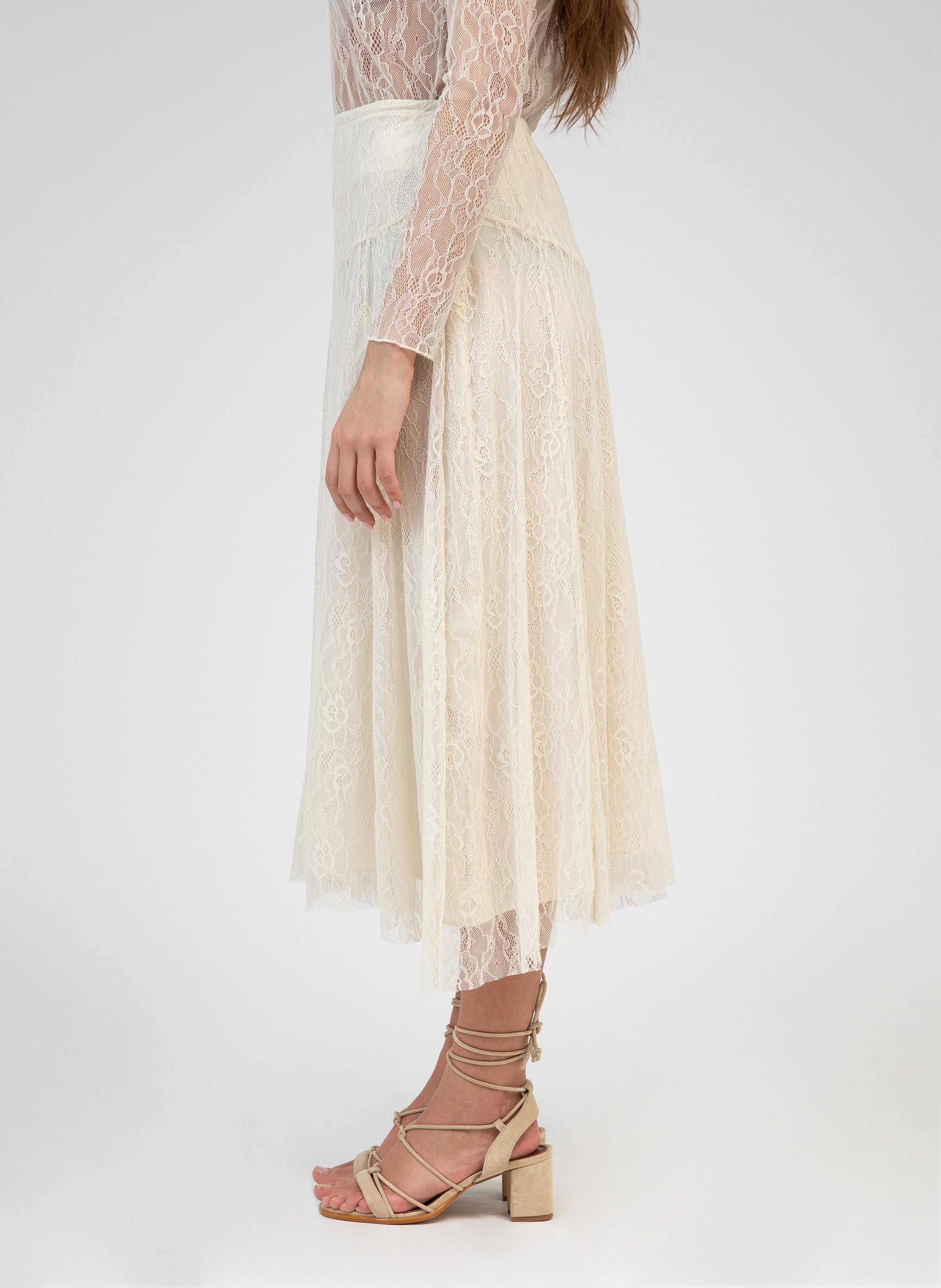 JUNEY MIDI SKIRT ecru