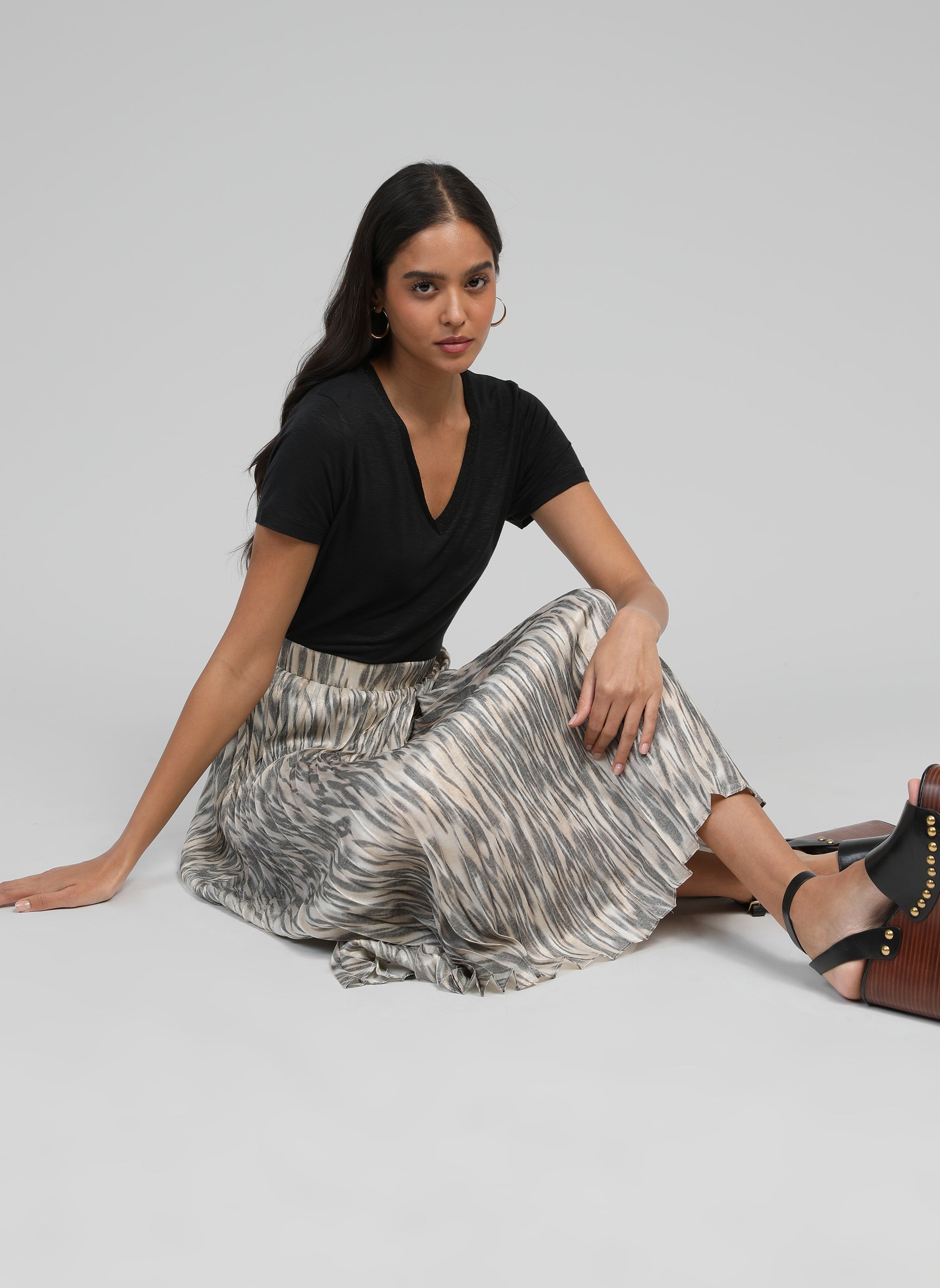 JUSTA zebra midi skirt