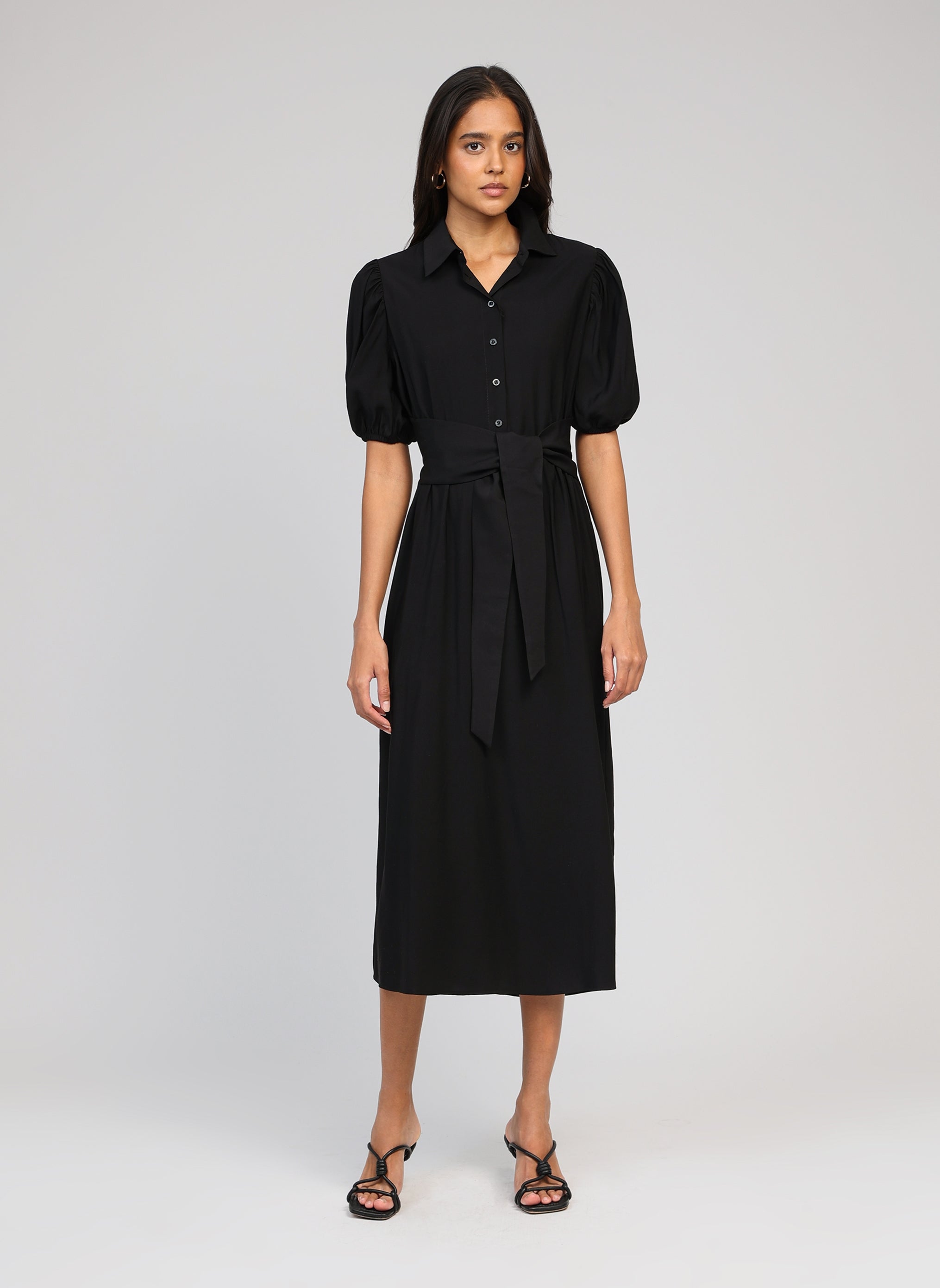 BLACK MALIDA MIDI DRESS