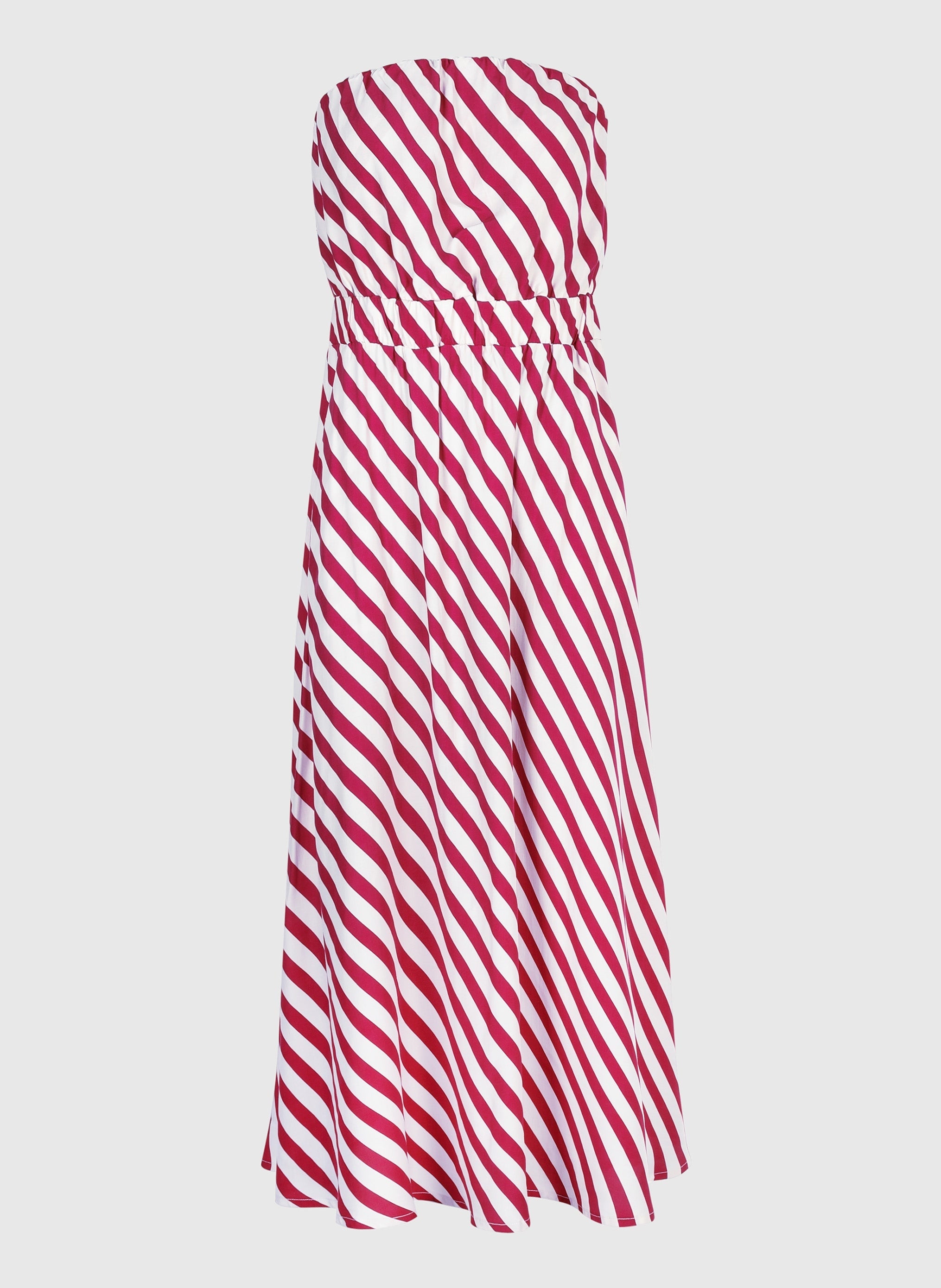 MIKITRY stipe frambuesa VESTIDO LARGO