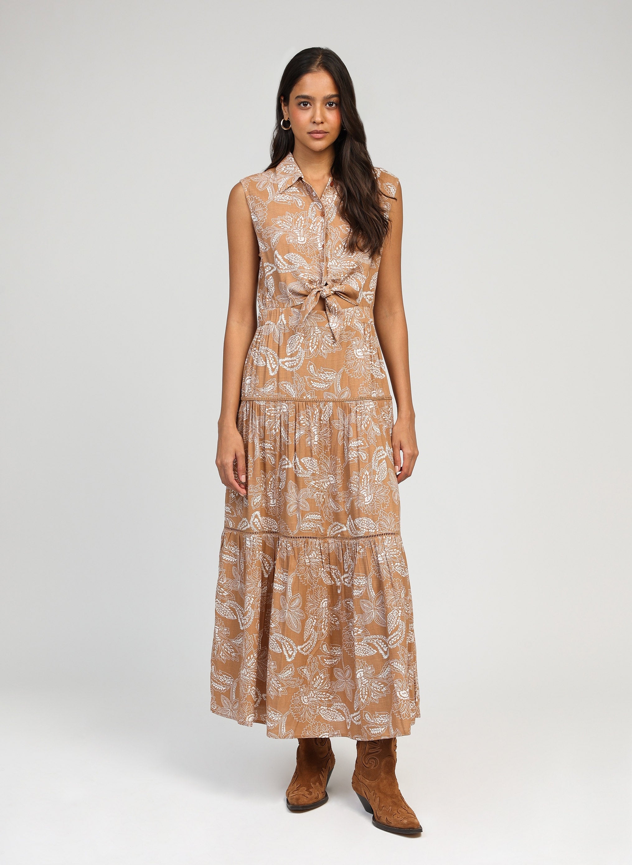 ROBE LONGUE OPAVIA passiflore beige