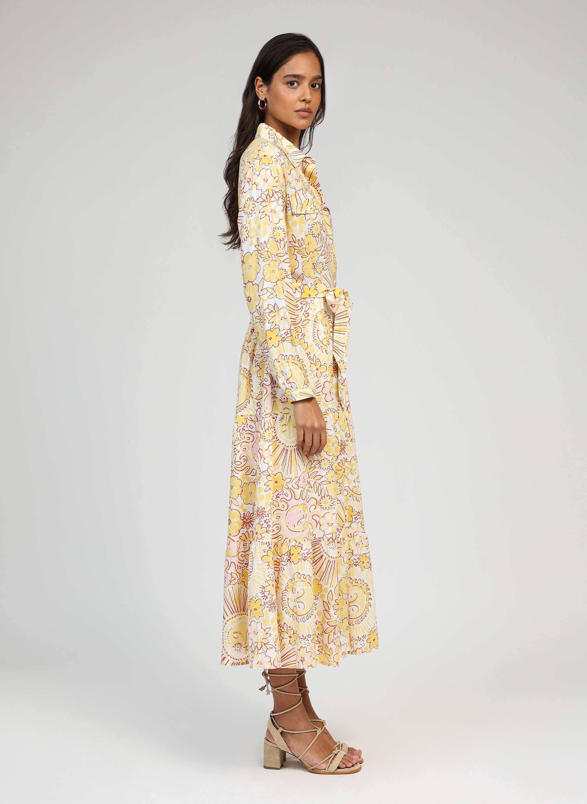 OVINTA LONG DRESS shiny yellow