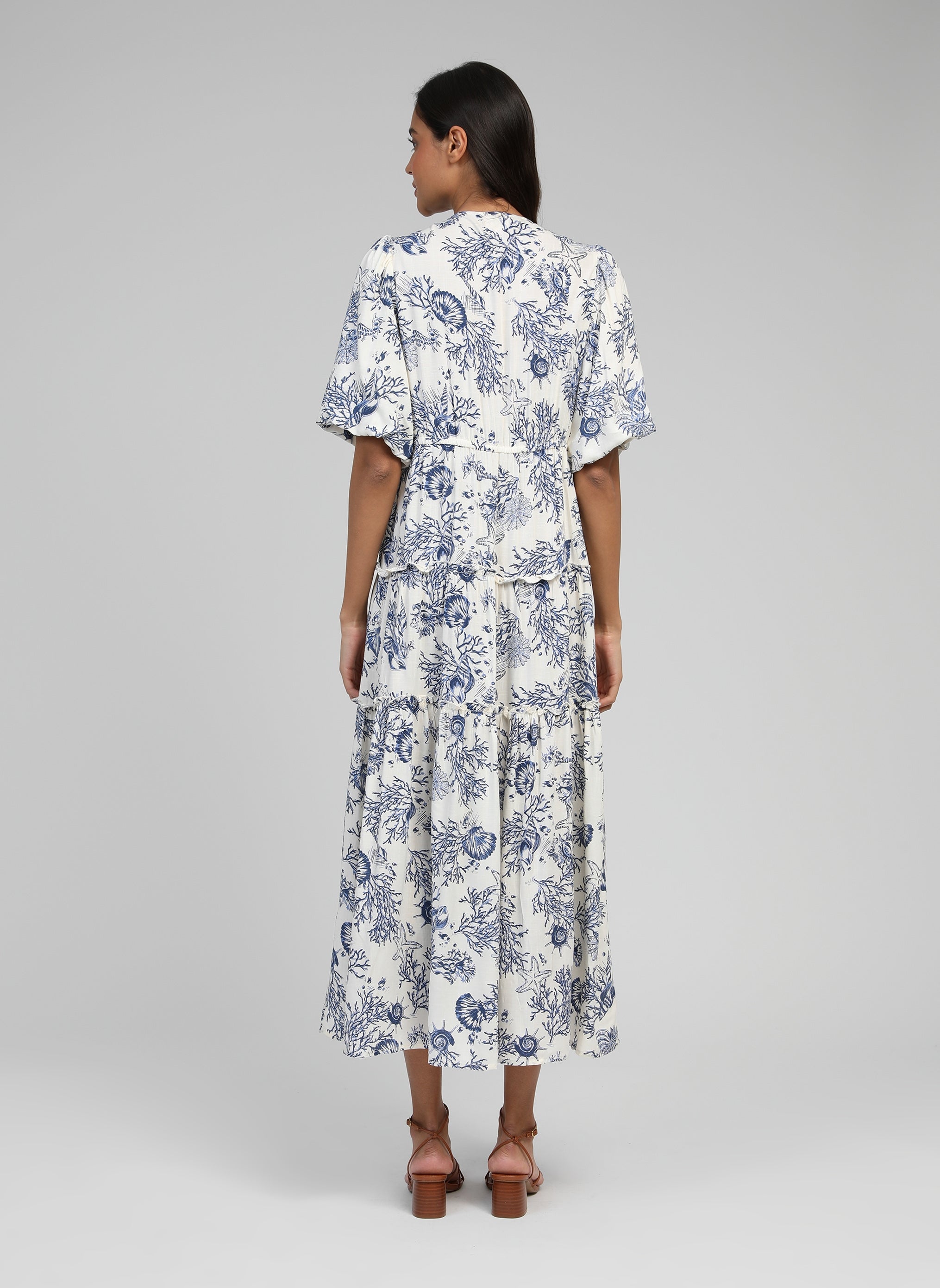 OZKAR LONG DRESS cowrie shell indigo