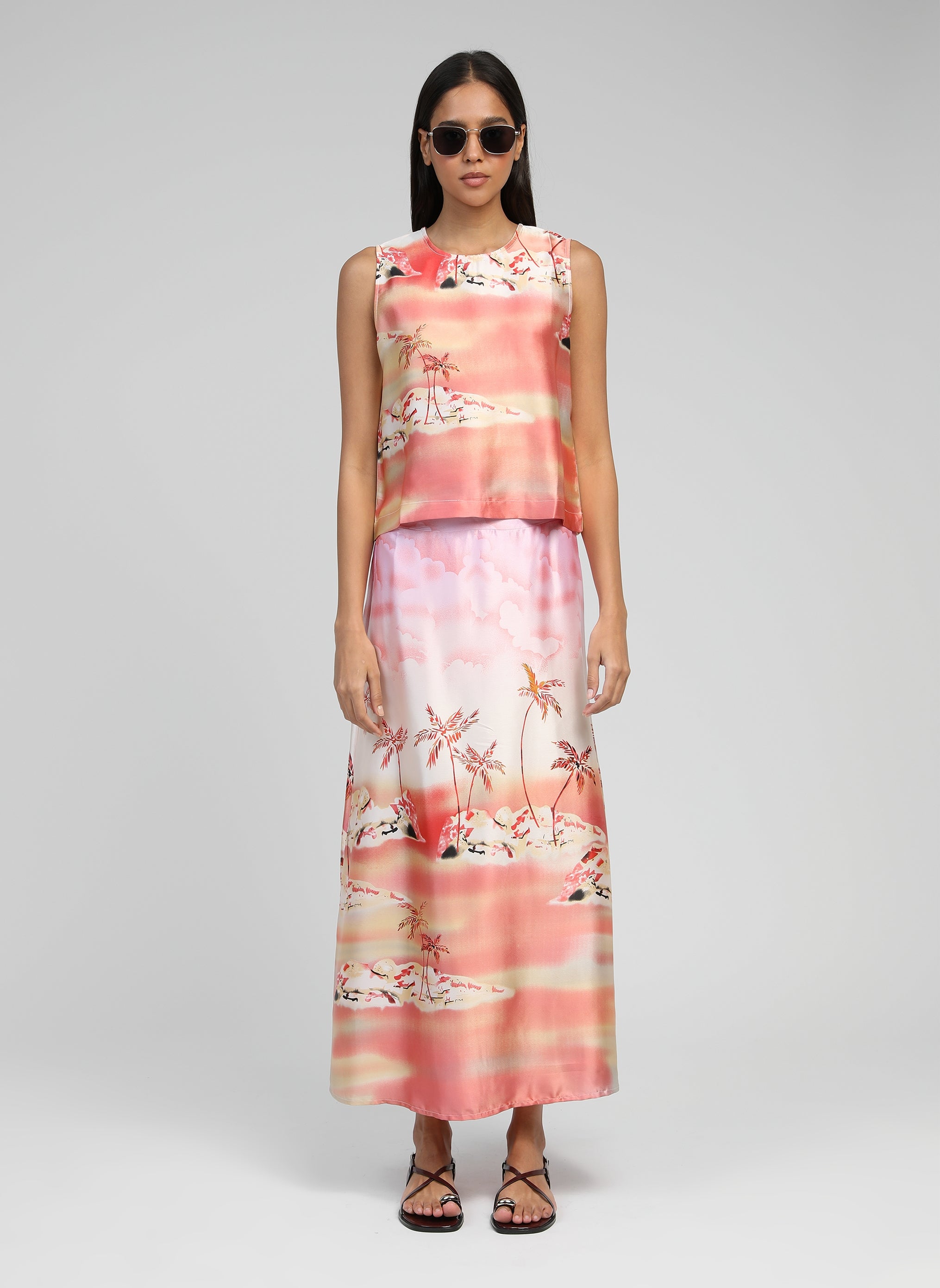 JUPE MIDI ROBILOU cabana rose