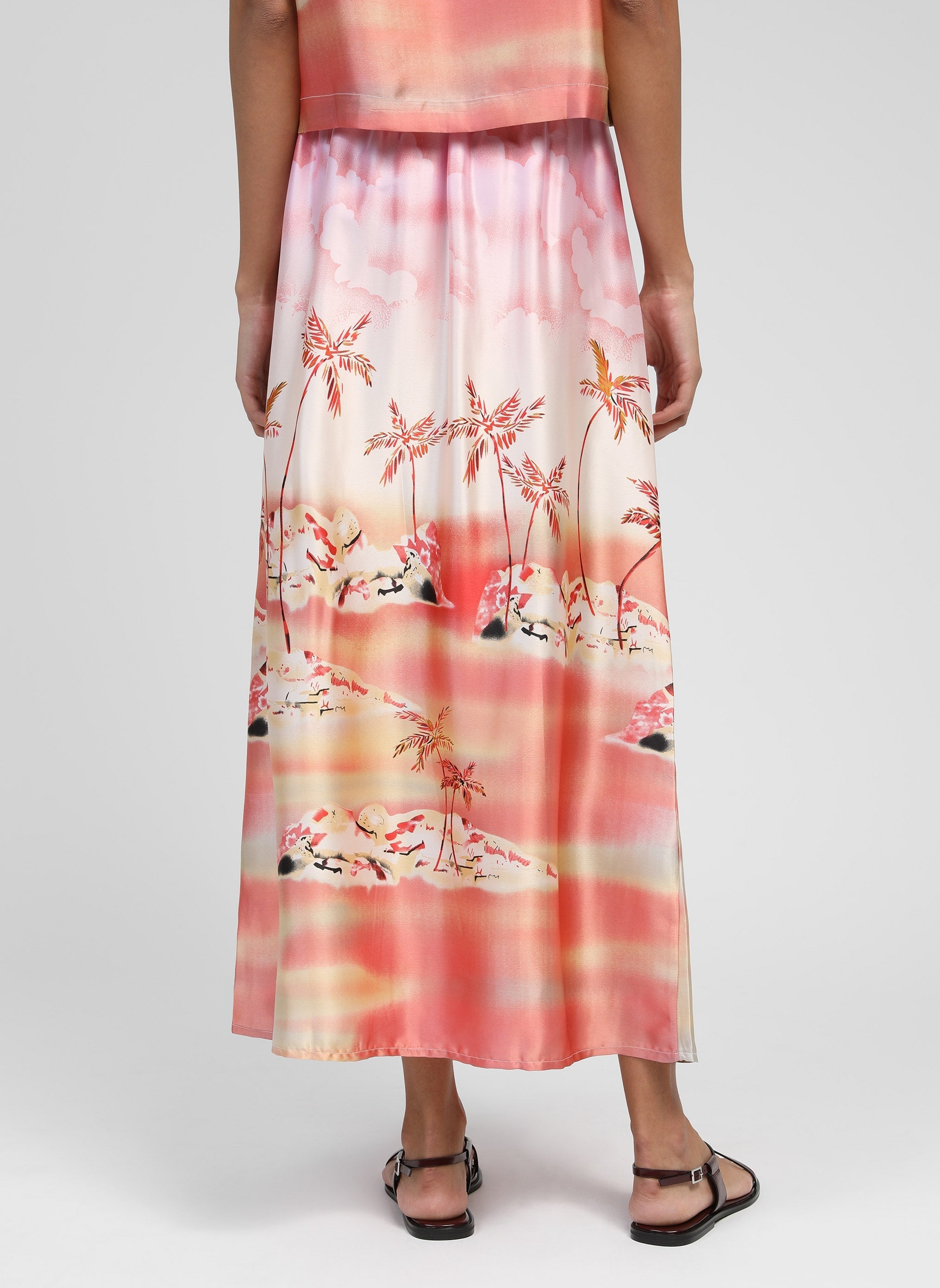 JUPE MIDI ROBILOU cabana rose