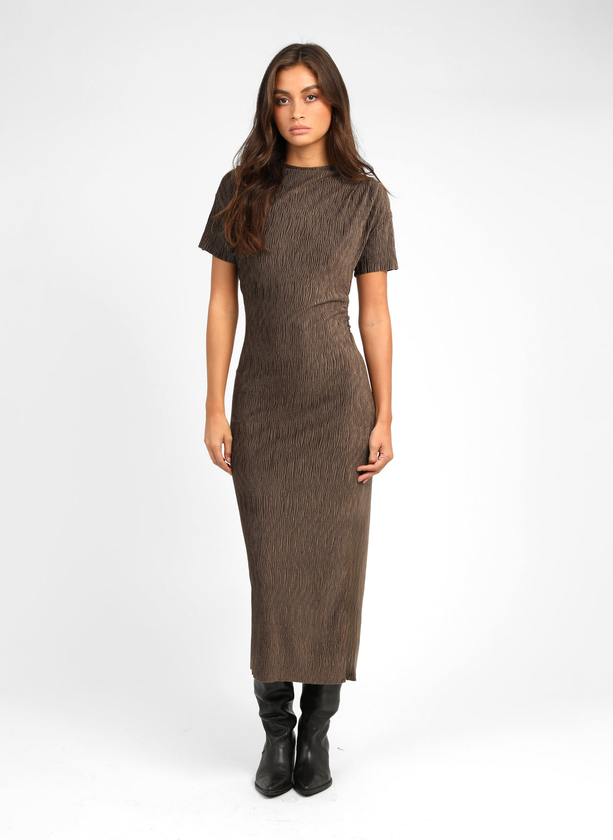 ROBE MIDI ELOANE marron