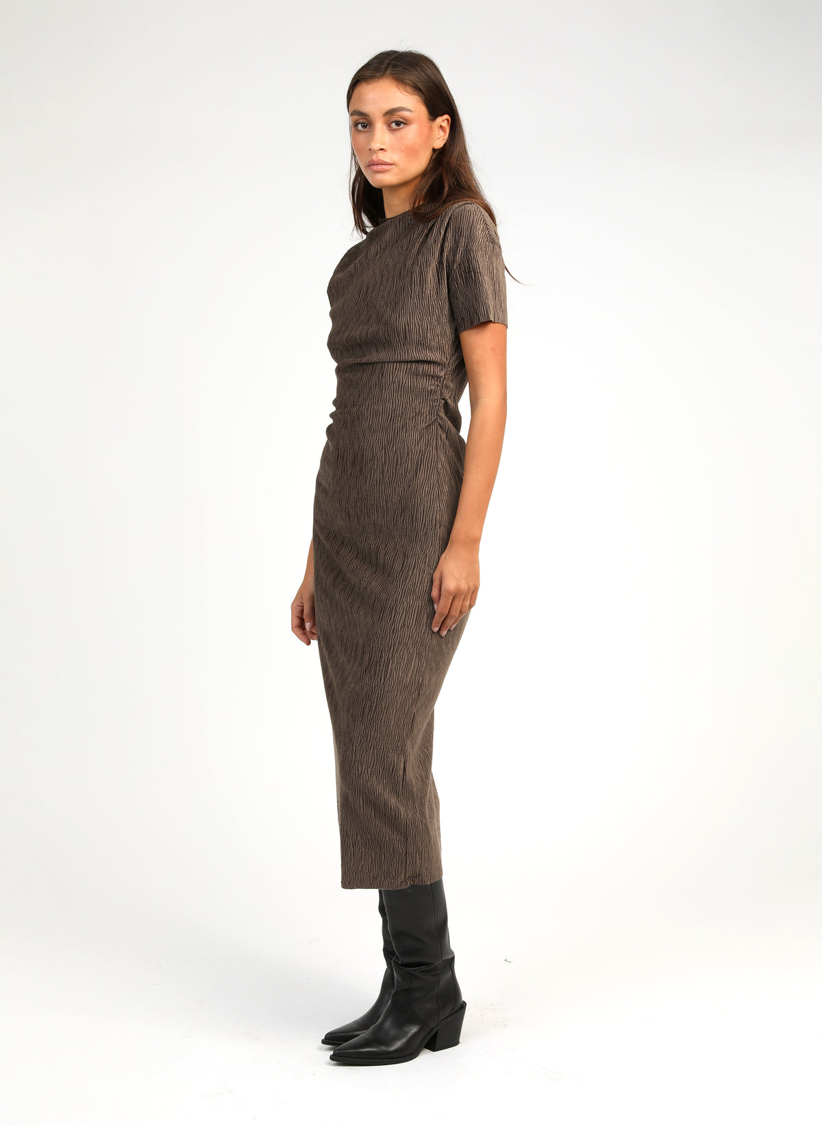 ROBE MIDI ELOANE marron