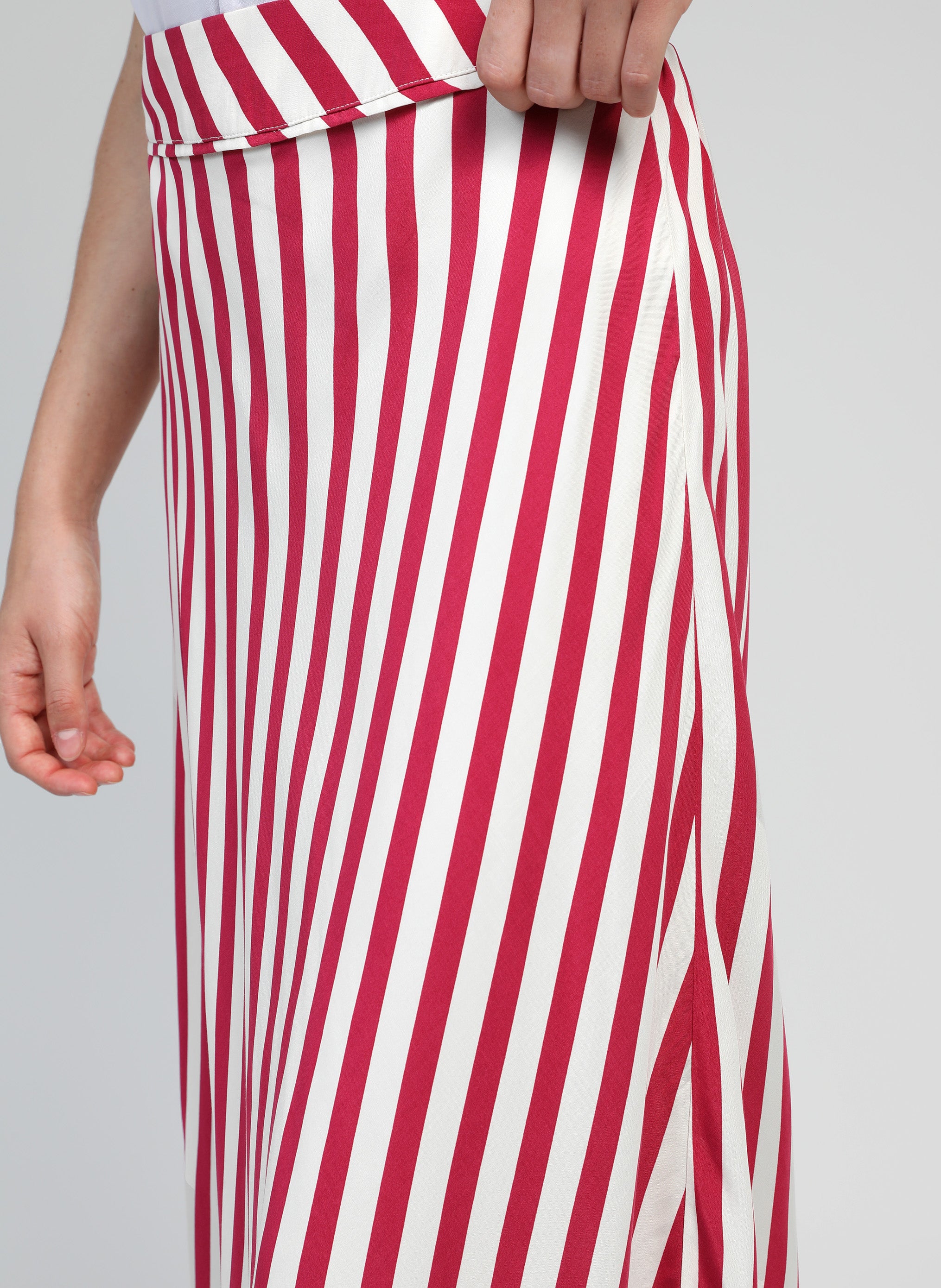 JUPE LONGUE GALVILY stipe framboise
